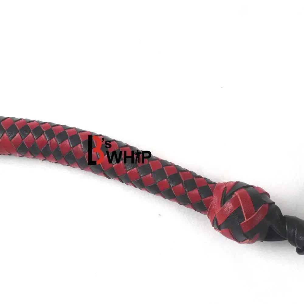 Red & Black Stockwhip 04 Feet to 12 Feet long and 16 Plaits Kangaroo Hide Leather Equestrian Australian Stock Whip