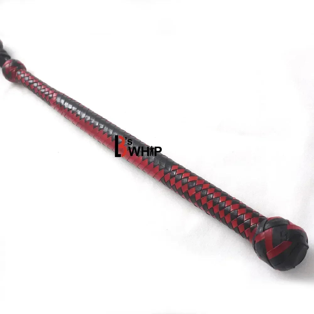Red & Black Stockwhip 04 Feet to 12 Feet long and 16 Plaits Kangaroo Hide Leather Equestrian Australian Stock Whip