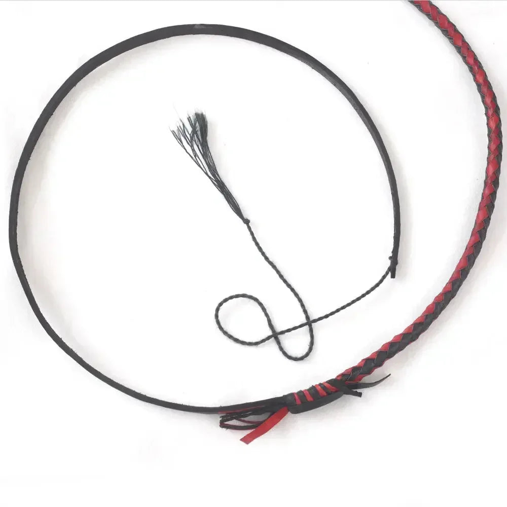 Red & Black Stockwhip 04 Feet to 12 Feet long and 16 Plaits Kangaroo Hide Leather Equestrian Australian Stock Whip