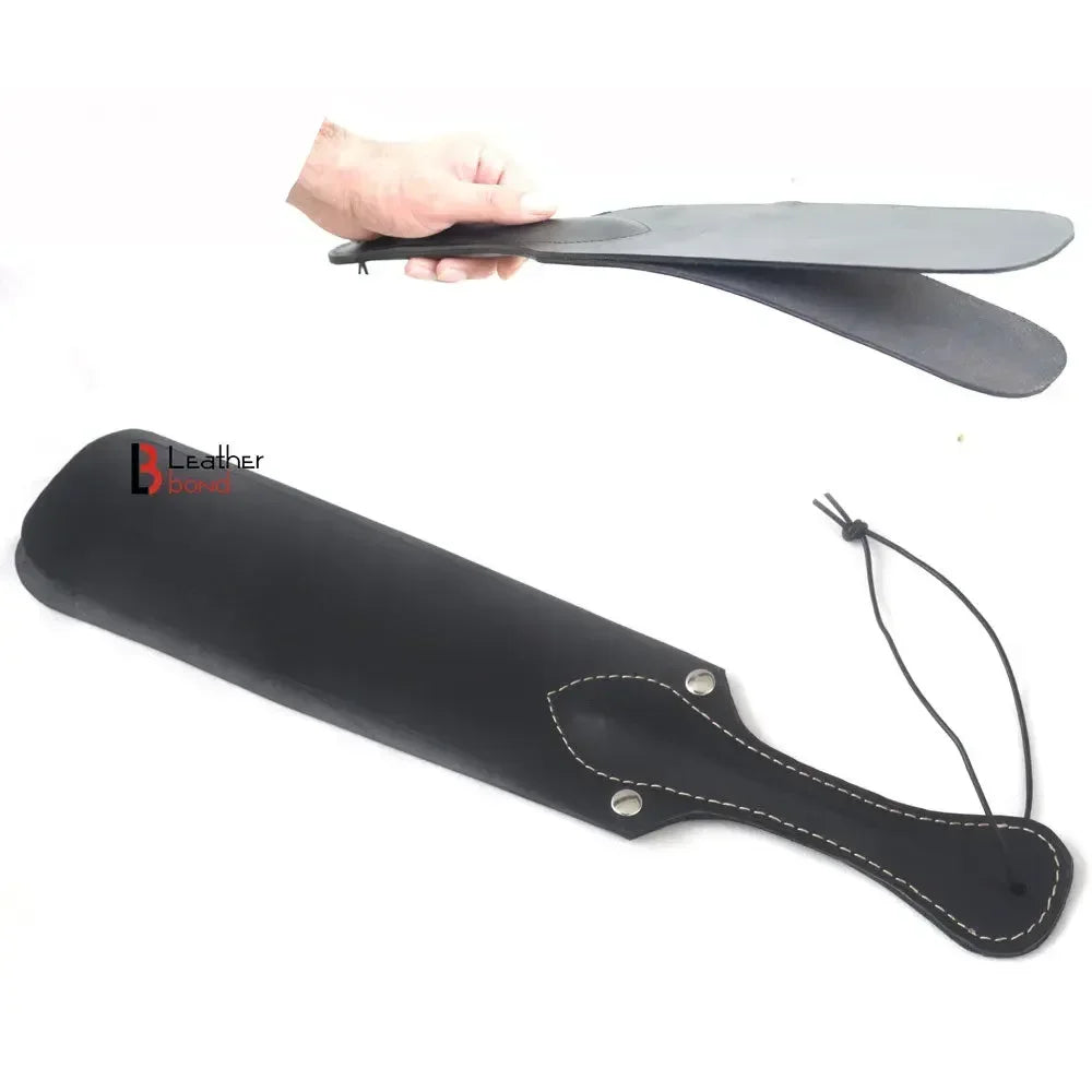 Real Cowhide Saddle Leather Spanking BDSM Paddle Slapper Thick, Weighty Hand Made Black