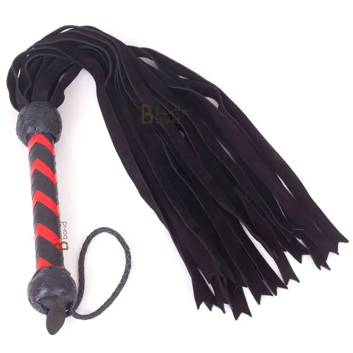 Real Genuine Cowhide Suede Leather Flogger 25 Falls Black Soft Suede Leather
