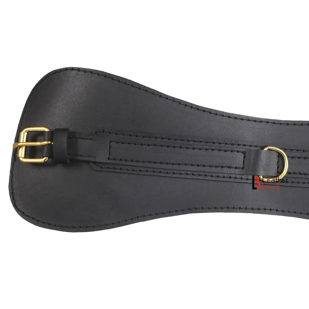 Premium Cowhide Leather Corset Waist Belt Fantasy D-Ring Bondage Belt | Black BDSM Waist Restraint