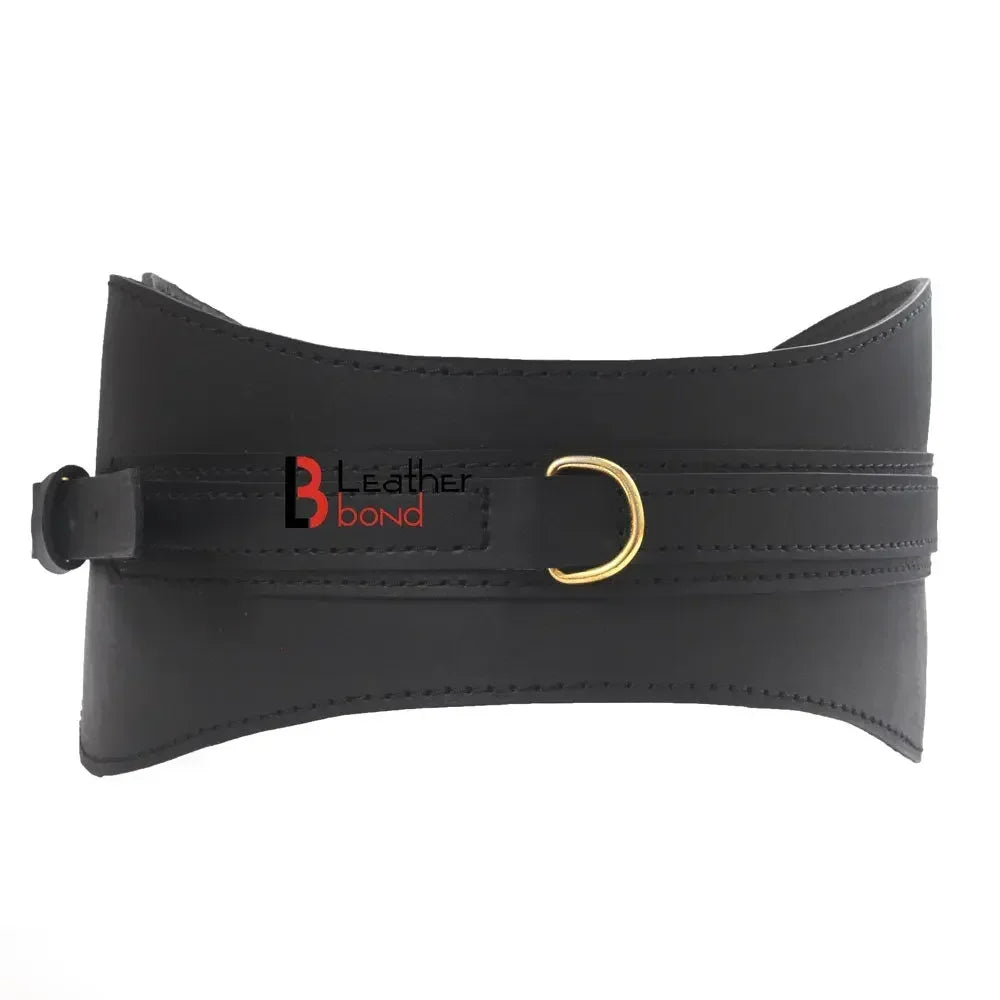 Premium Cowhide Leather Corset Waist Belt Fantasy D-Ring Bondage Belt | Black BDSM Waist Restraint