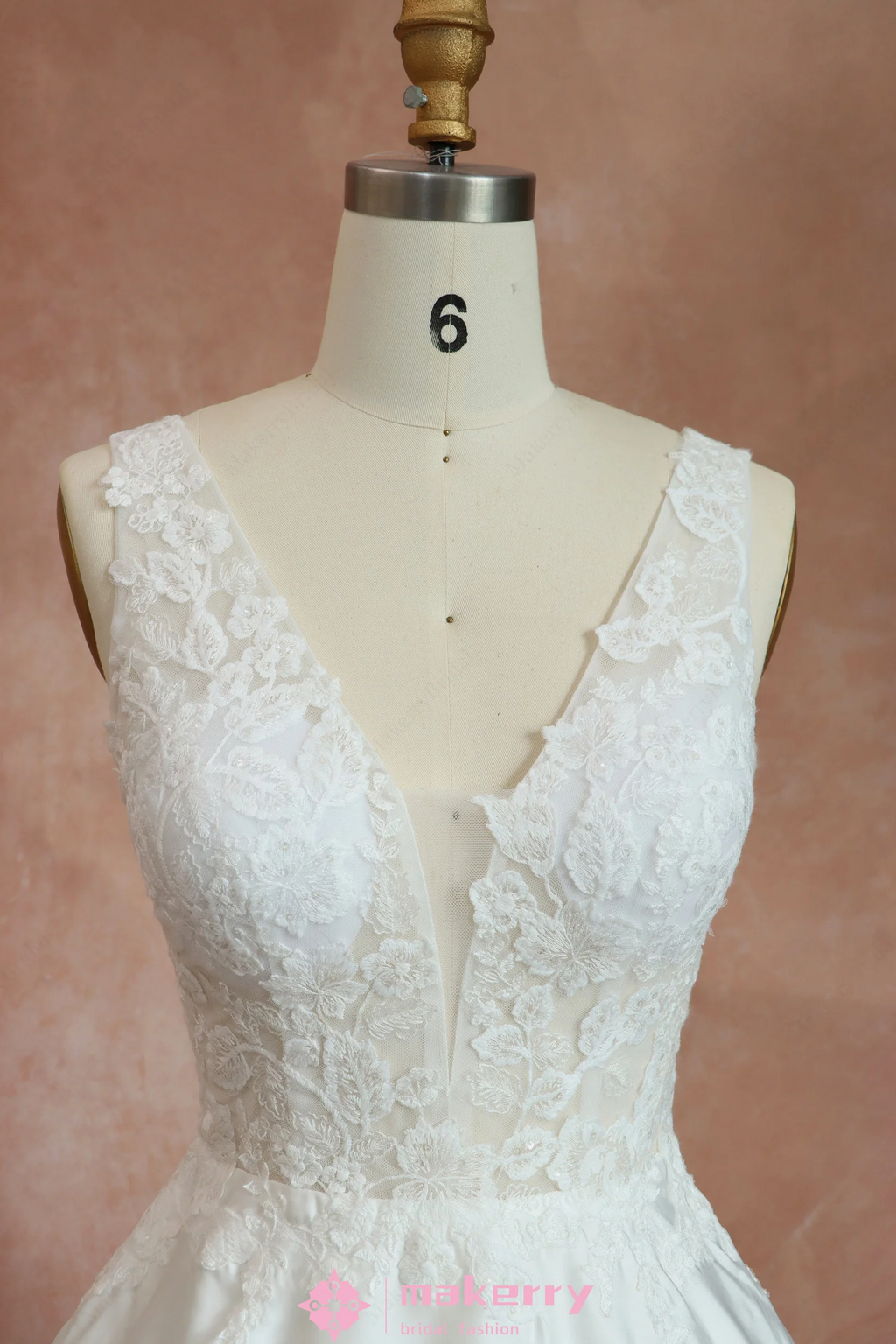 Short V-Neck Wedding Dress With Full Skirt