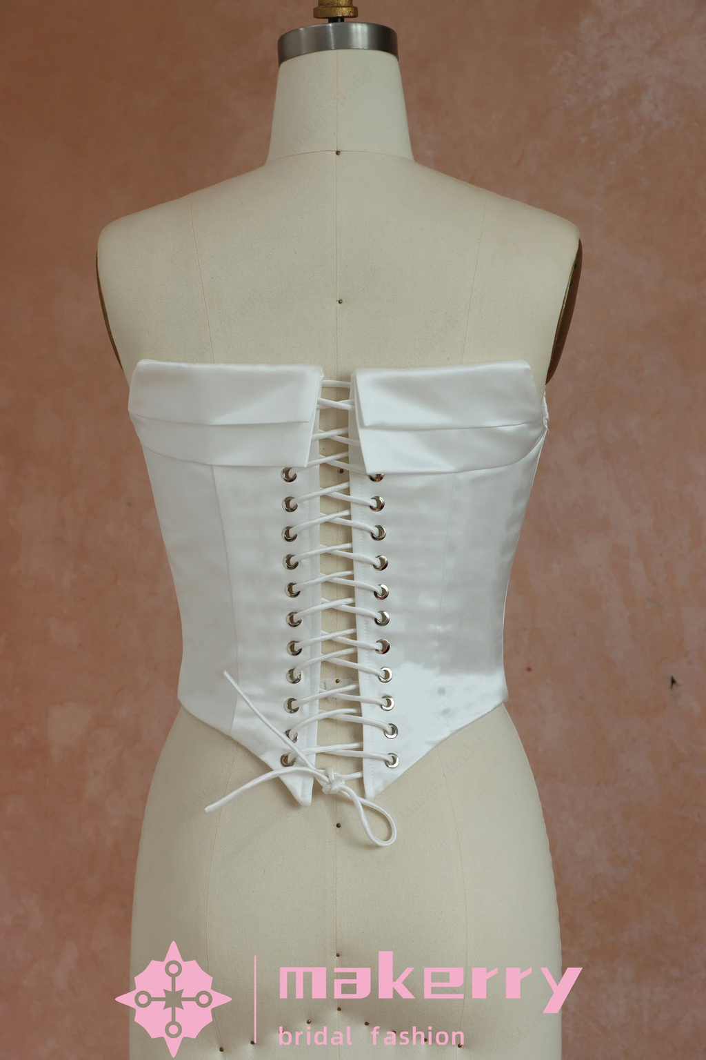 Mini Bridal Dress With A Structured Corset Bodice And Pleated Skirt