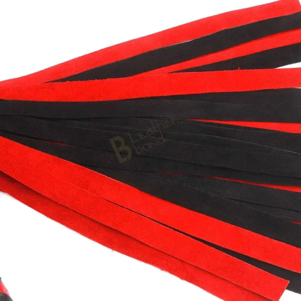 Real Genuine Cowhide Soft Suede Leather Flogger | 25 Falls Red and Black – Leather Bond