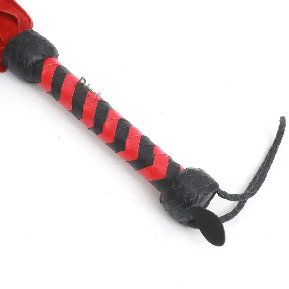 Real Genuine Cowhide Soft Suede Leather Flogger | 25 Falls Red and Black – Leather Bond