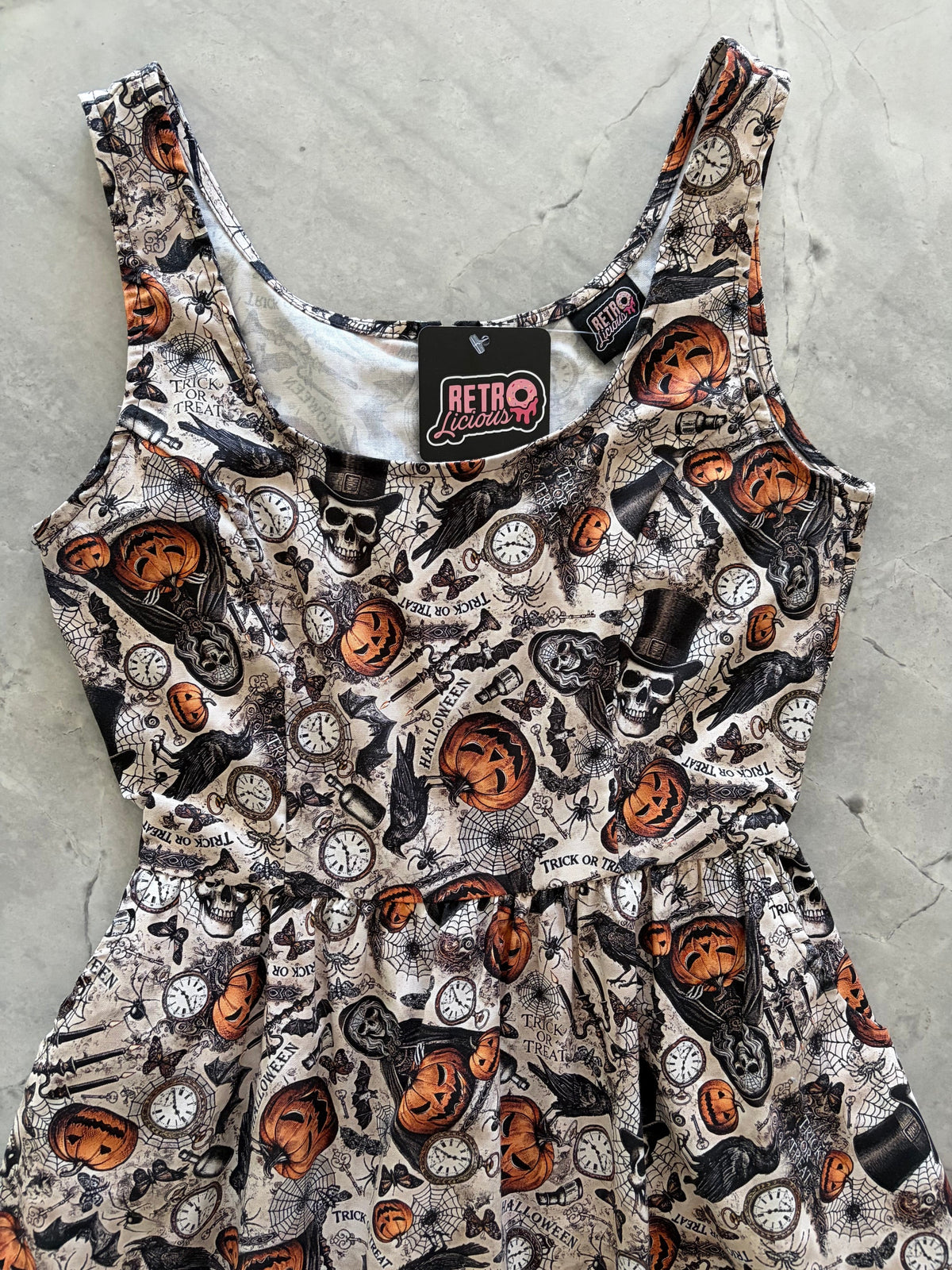 Skulls & Pumpkins Fit & Flare Dress