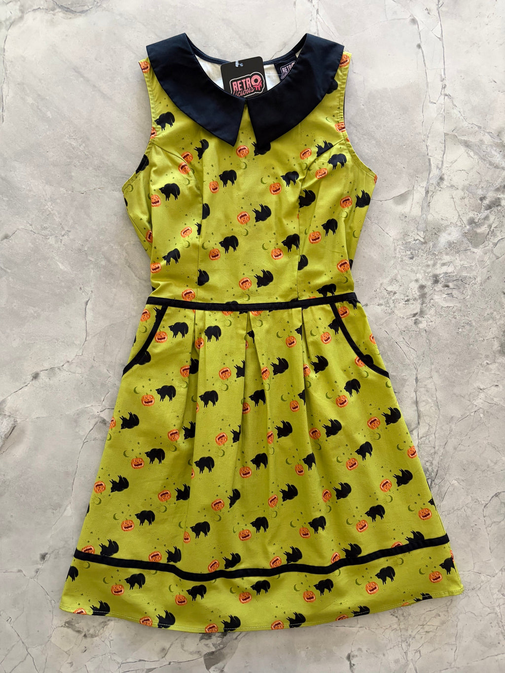 Black Cat Collared Dress