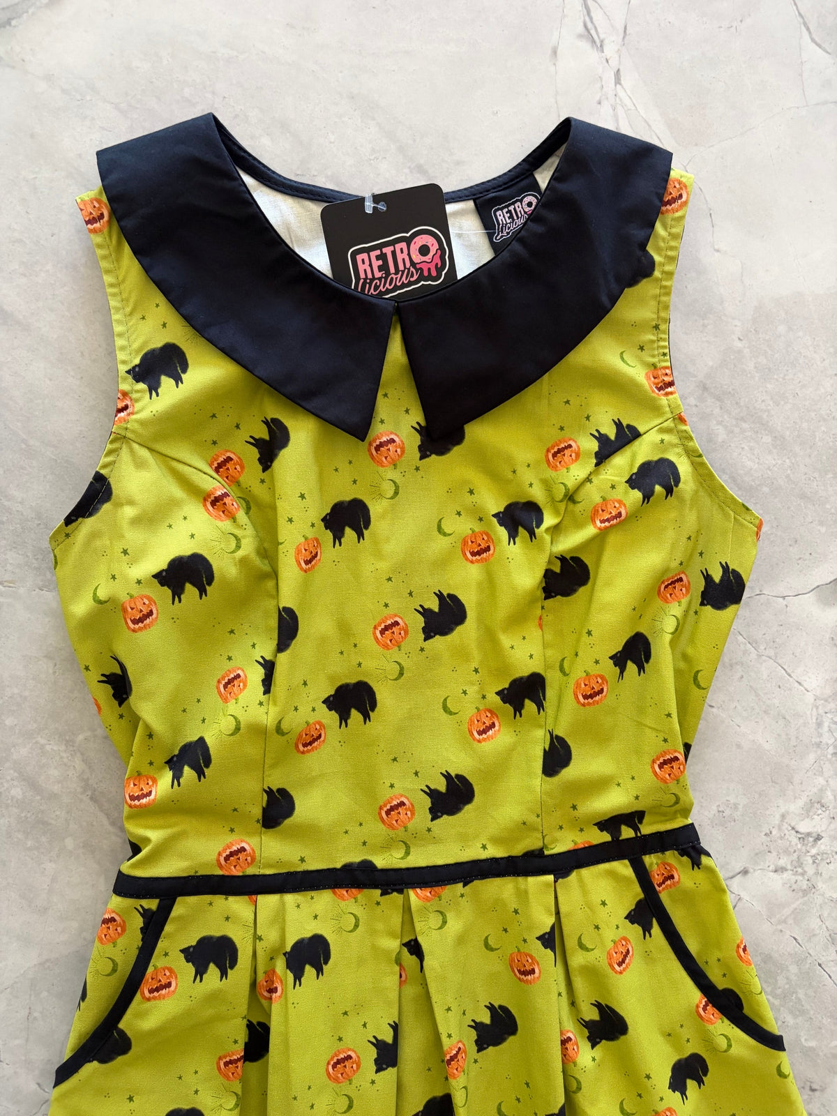Black Cat Collared Dress