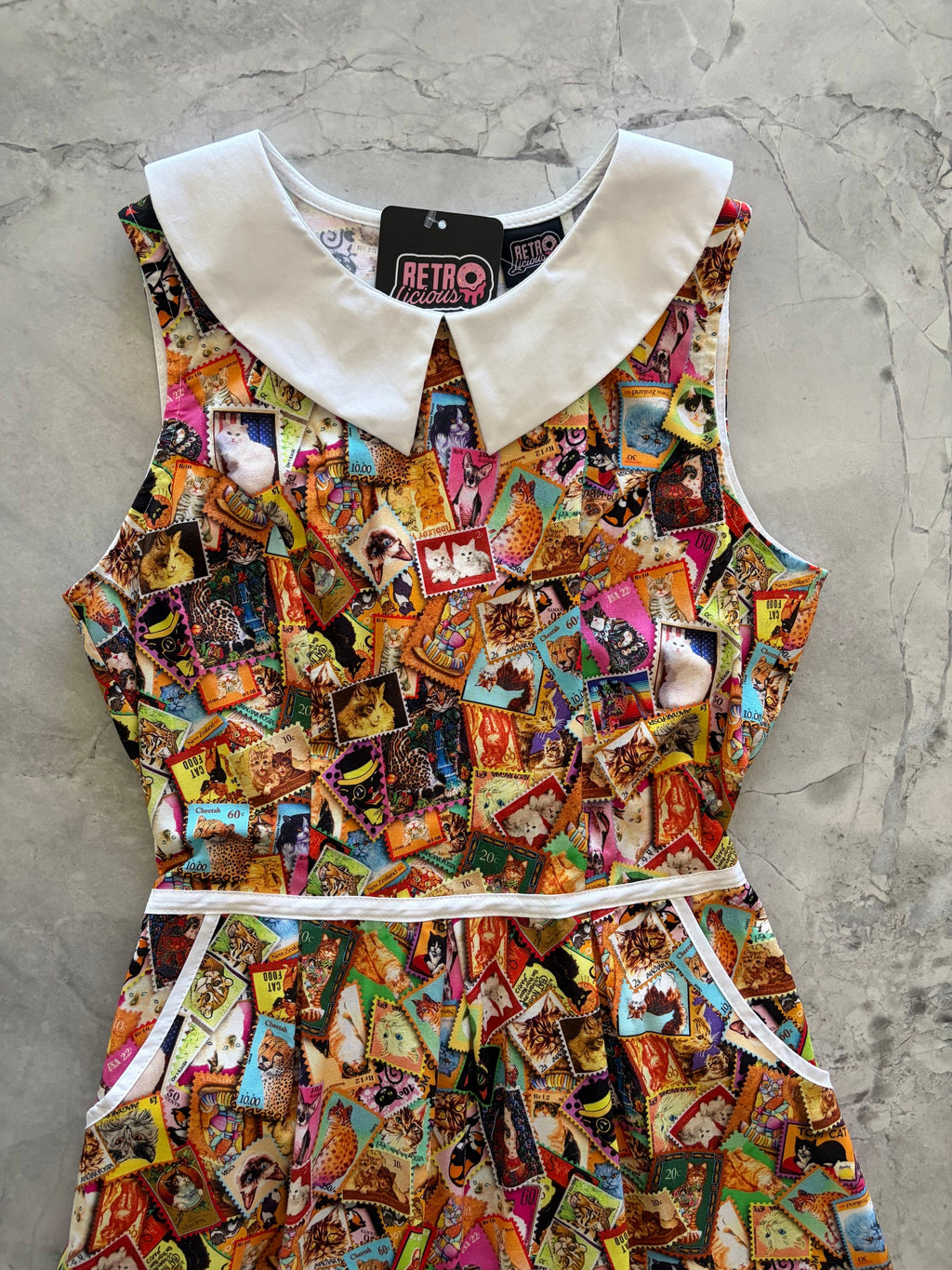 Cat Stamps Collared Dress