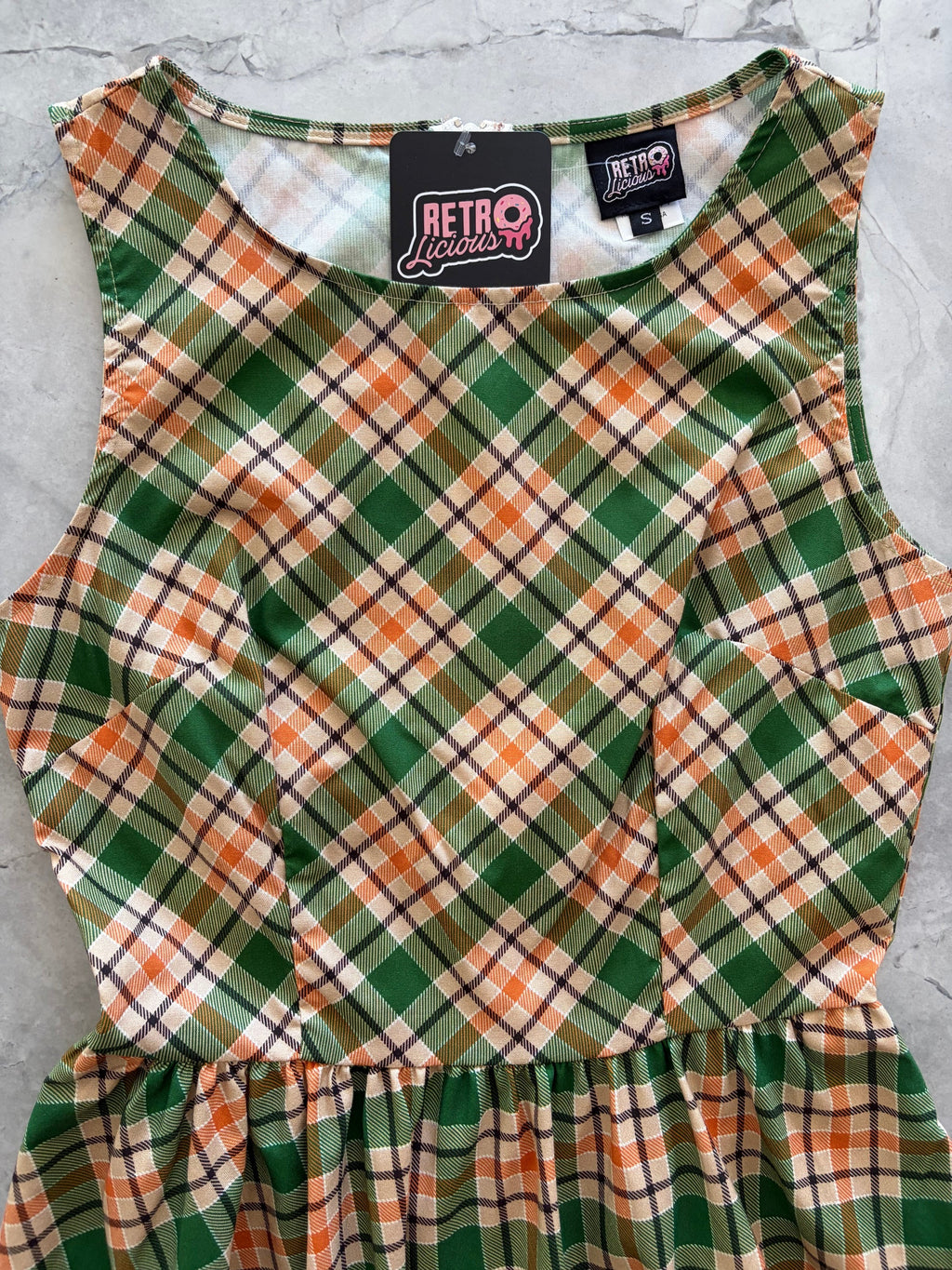 Rust & Green Plaid Midi Dress