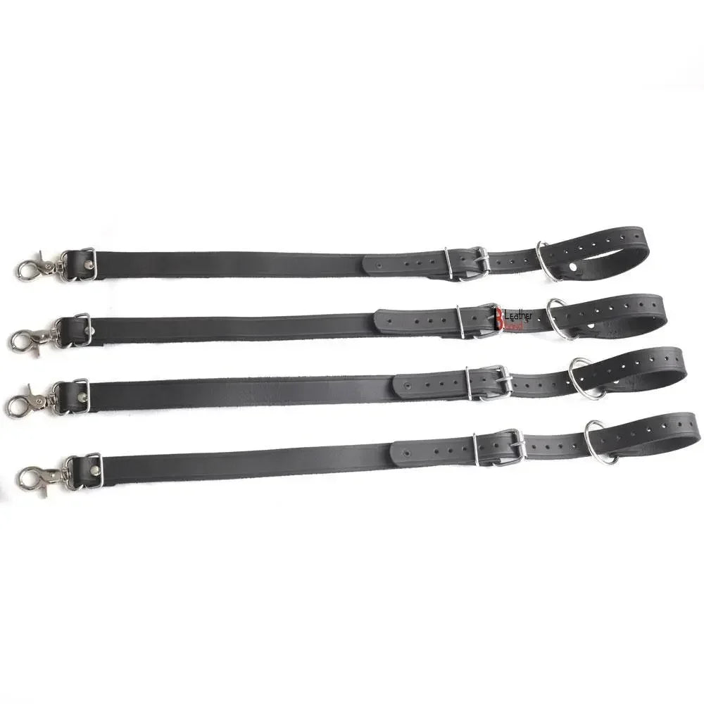 4-Piece Real Cowhide Leather Bed Restraint Straps BDSM Gear & Bondage Restraints with Connectors