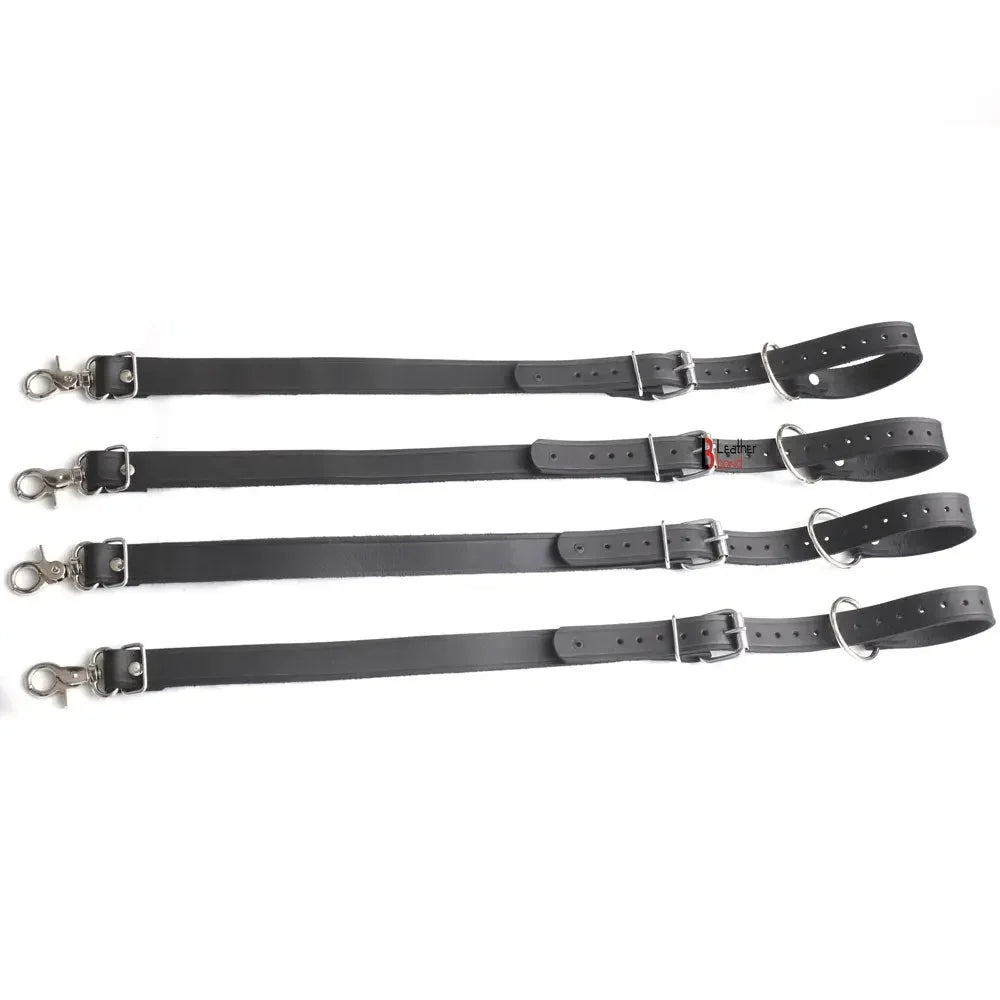 4-Piece Cowhide Leather Bed Restraint Straps 70" BDSM Gear & Bondage Restraints Set