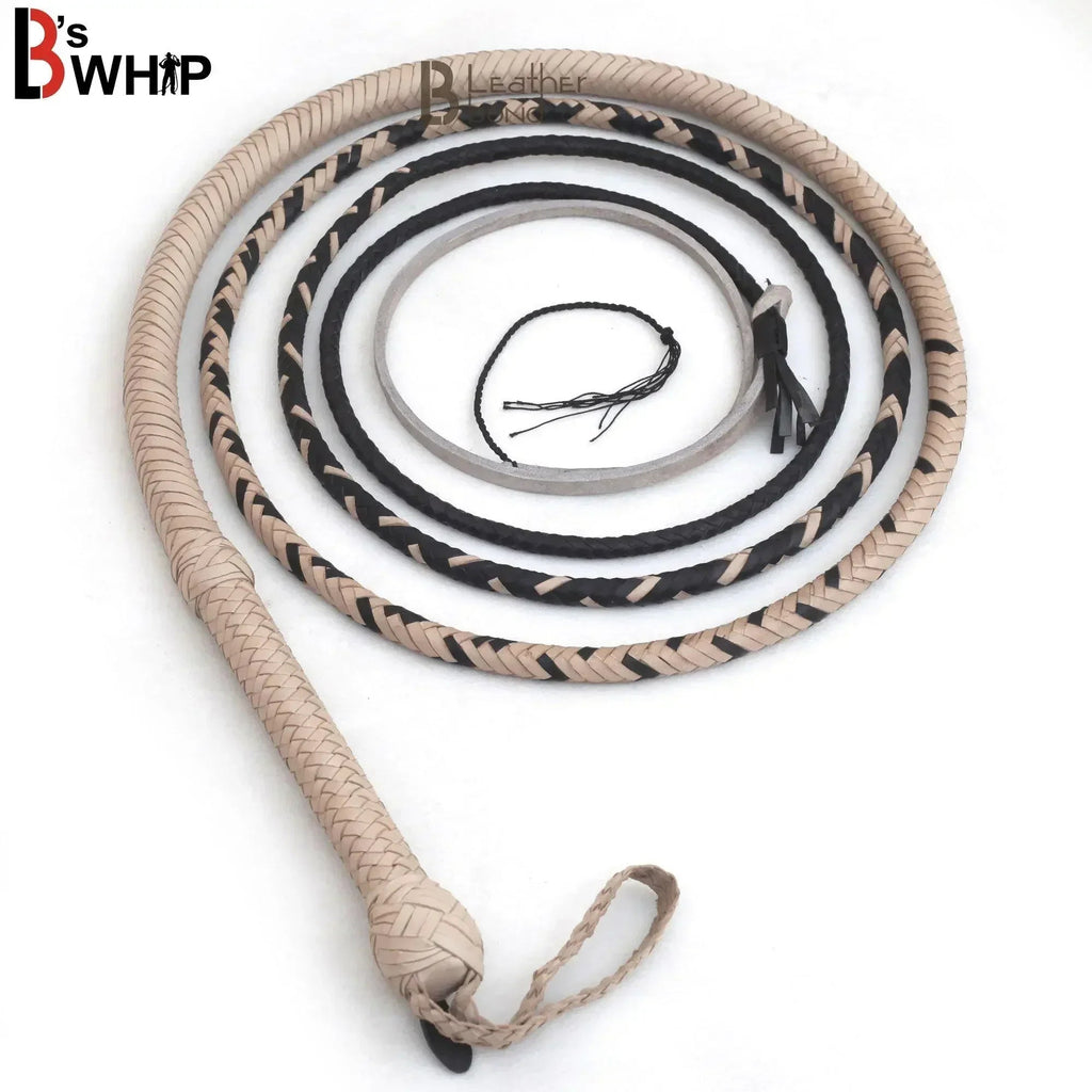 Indiana Jones Kangaroo Hide Bull Whip 16 Strands with Leather Plaited Bellies | 6 to 16 Feet