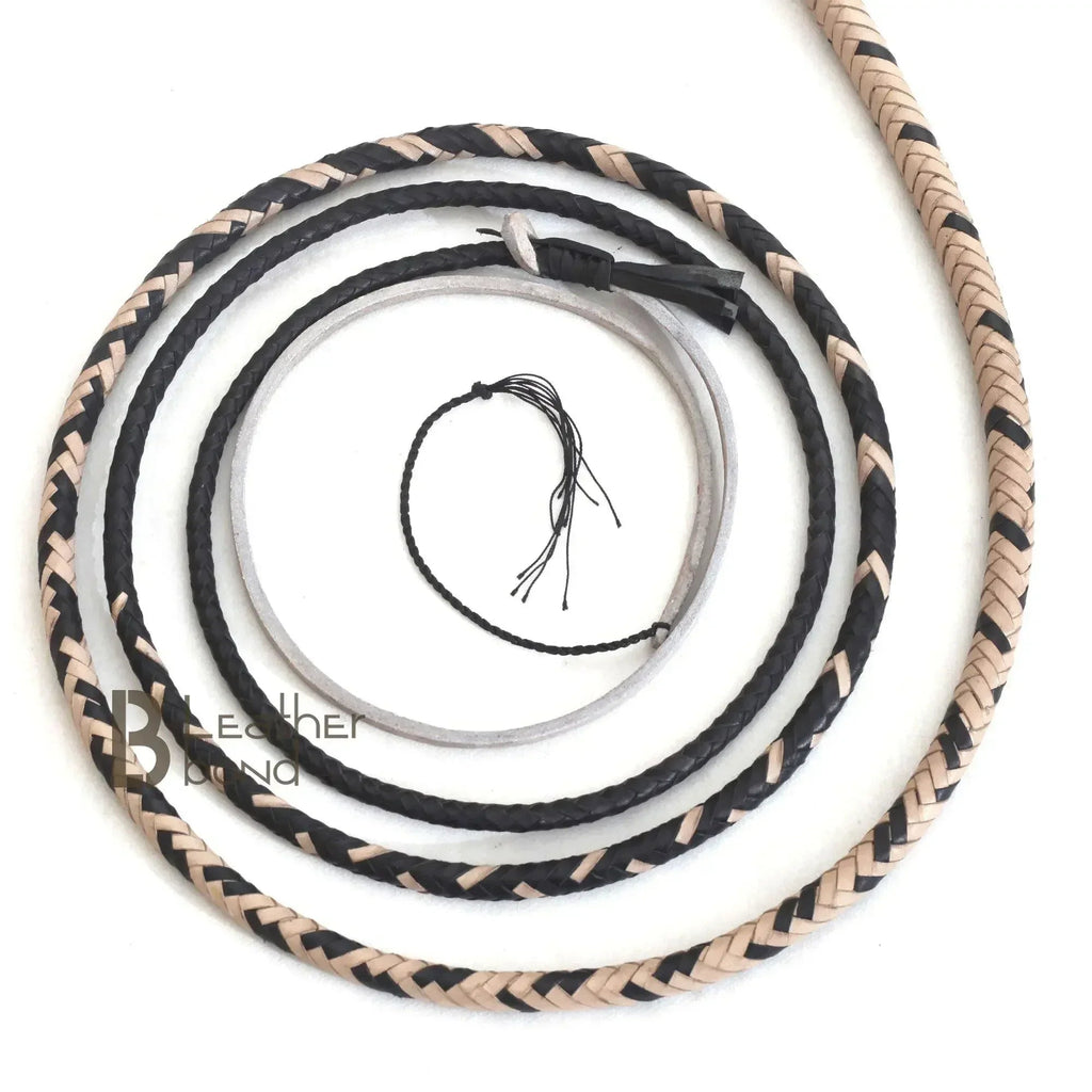 Indiana Jones Kangaroo Hide Bull Whip 16 Strands with Leather Plaited Bellies | 6 to 16 Feet