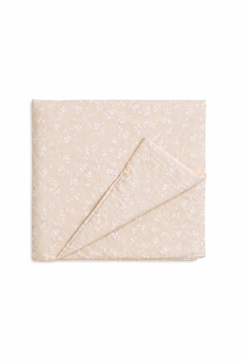 Beige White Floral Crib Quilted Blanket