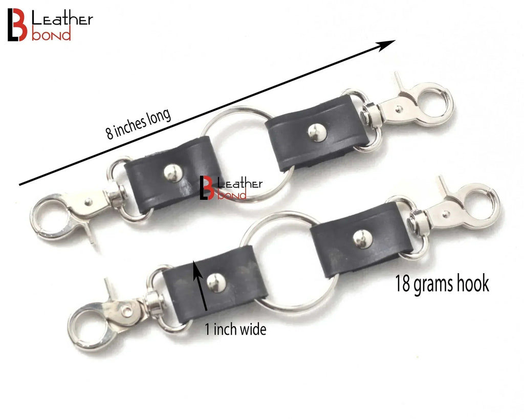 Two-Way Hog Tie Bondage Connector Swivel Snap Clips & Leather Straps | 8 Inches
