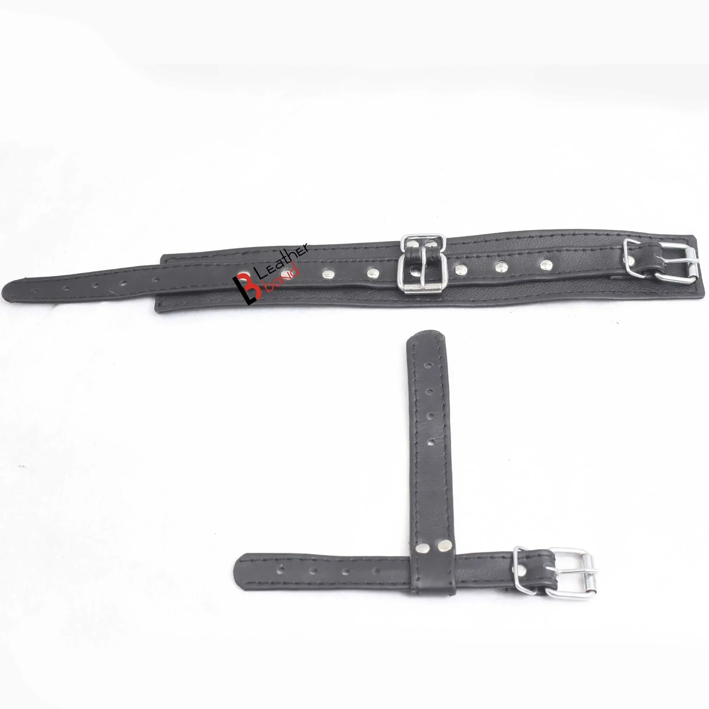 Ankle to Toe & Wrist to Thumb Cuff Strap Restraint Set Real Cowhide Leather Bondage Hand & Ankle Cuffs