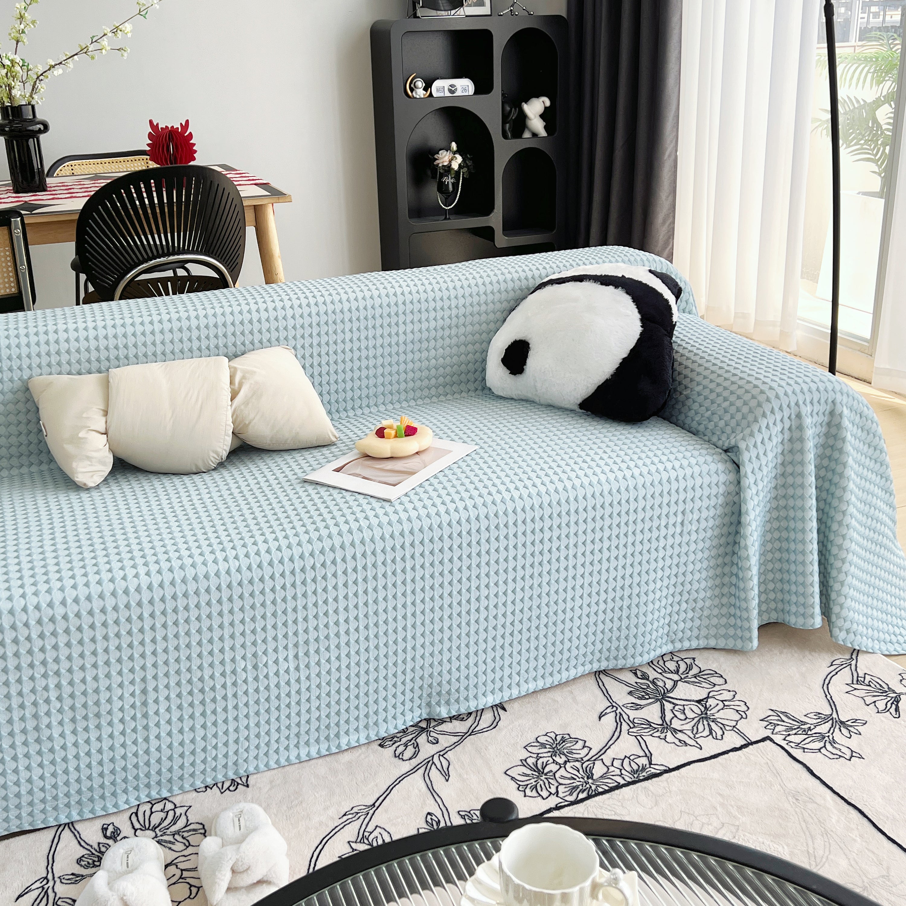 Cooling Textured Sofa Cover Washable Soft Couch Throw Blanket for Summer & Pets