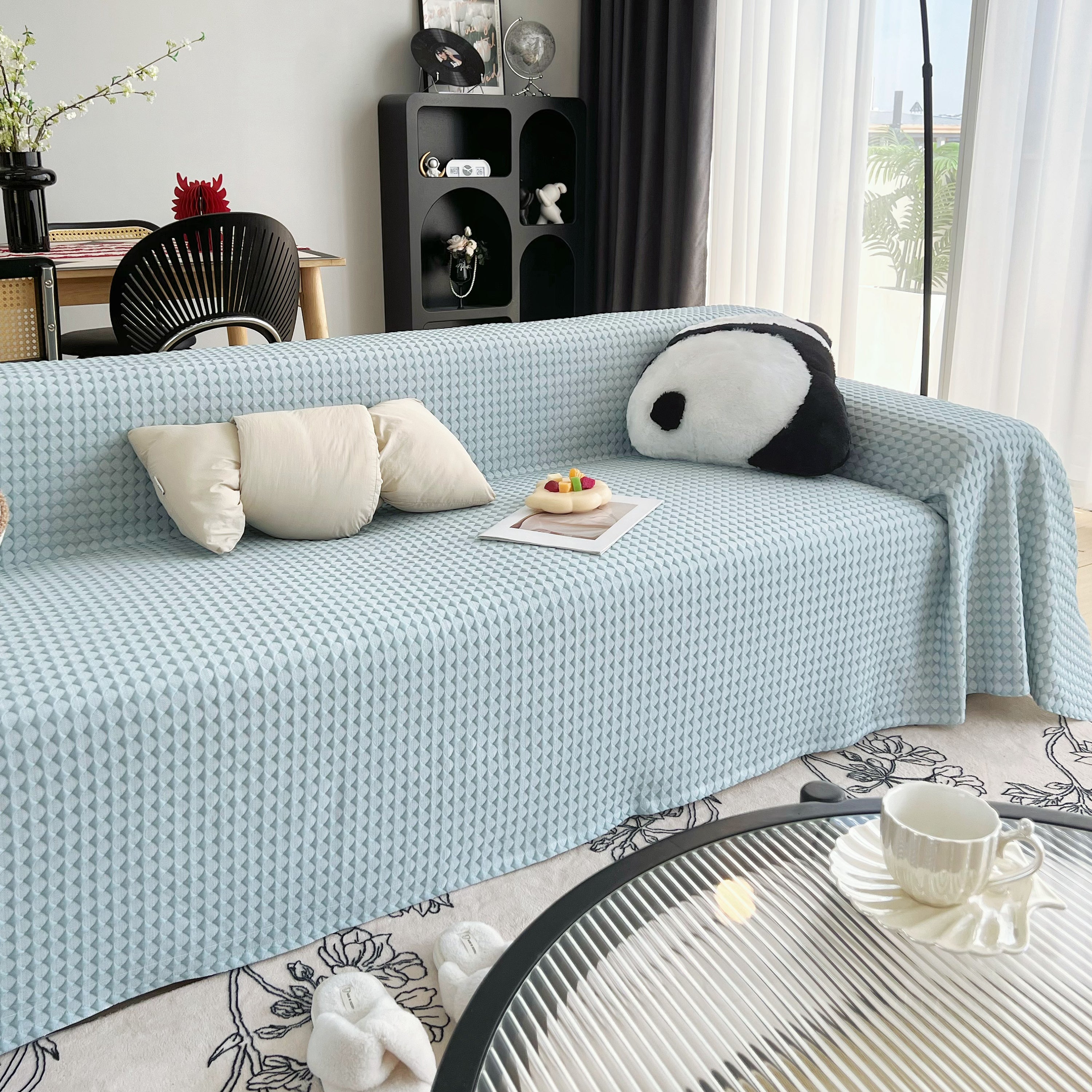 Cooling Textured Sofa Cover Washable Soft Couch Throw Blanket for Summer & Pets
