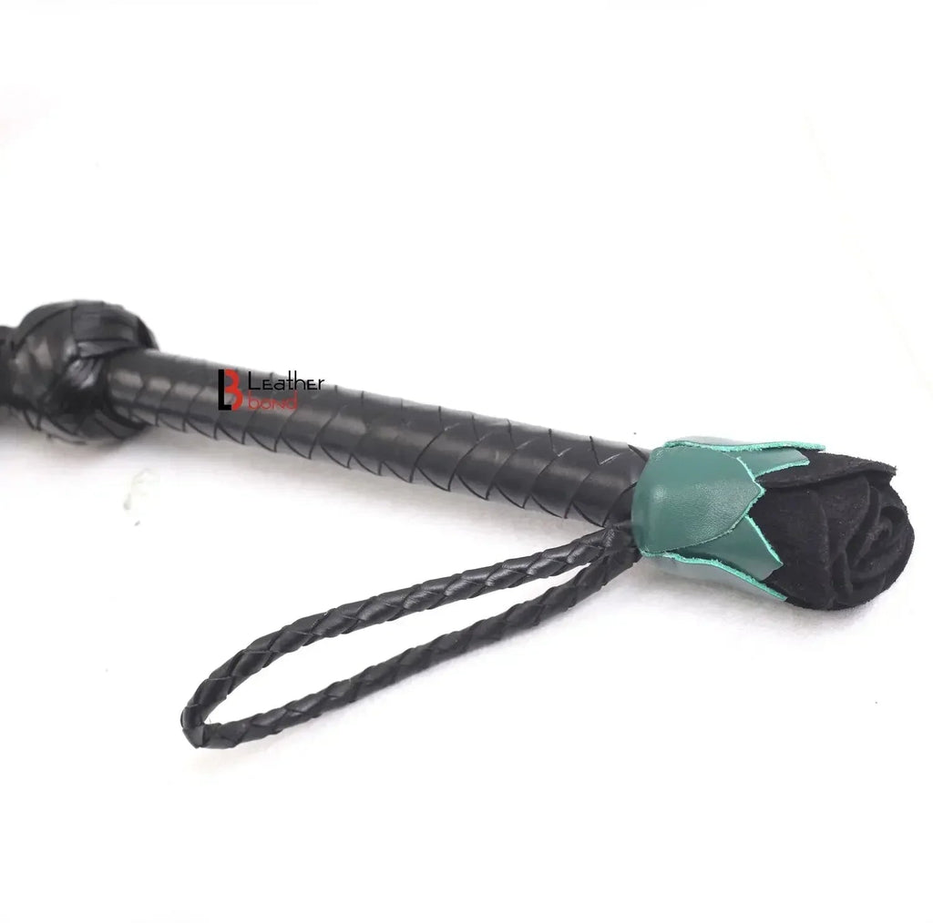 Real Cowhide Leather Cat-o-Nine Tails Flogger 9 Braided Rose Falls | Red, Purple and Black BDSM Whip