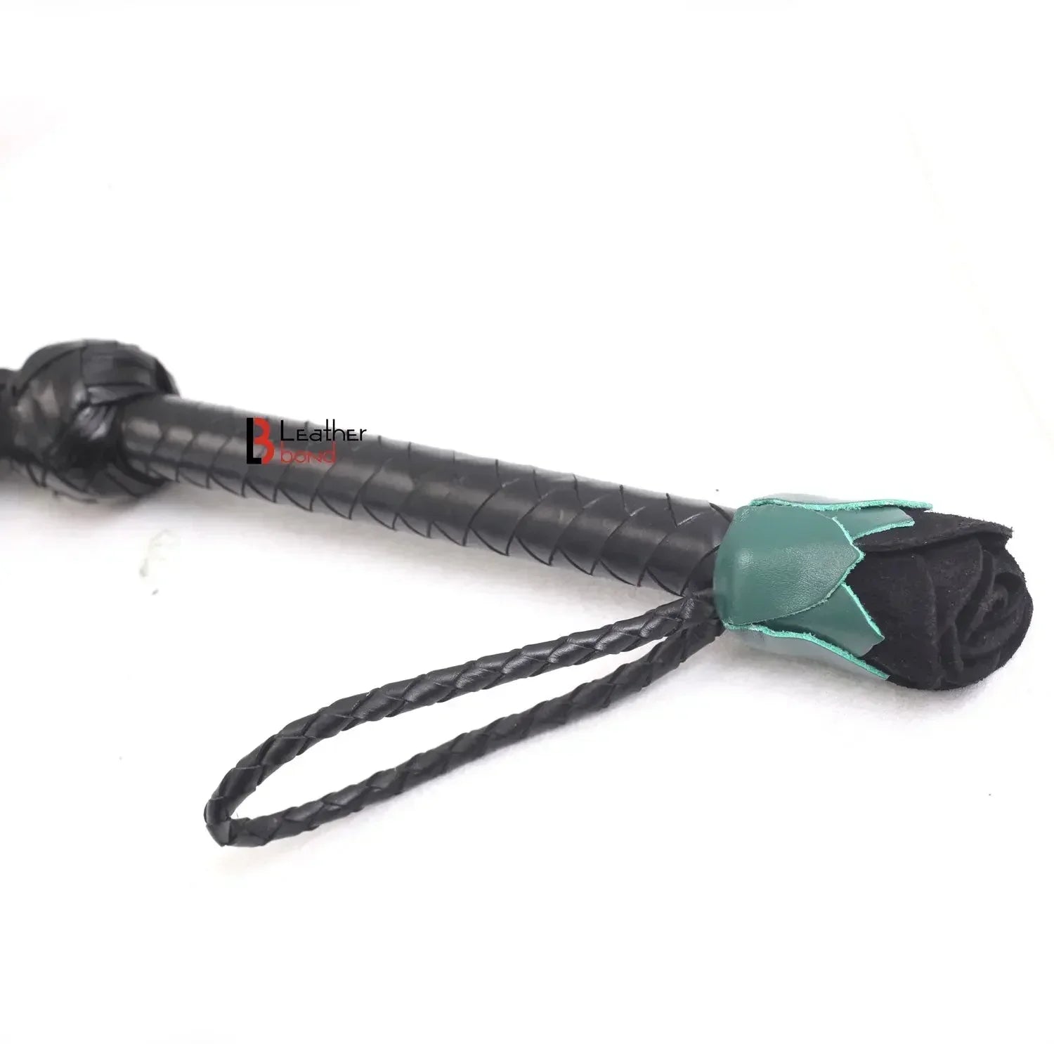 Real Cowhide Leather Cat-o-Nine Tails Flogger 9 Braided Rose Falls | Red, Purple and Black BDSM Whip