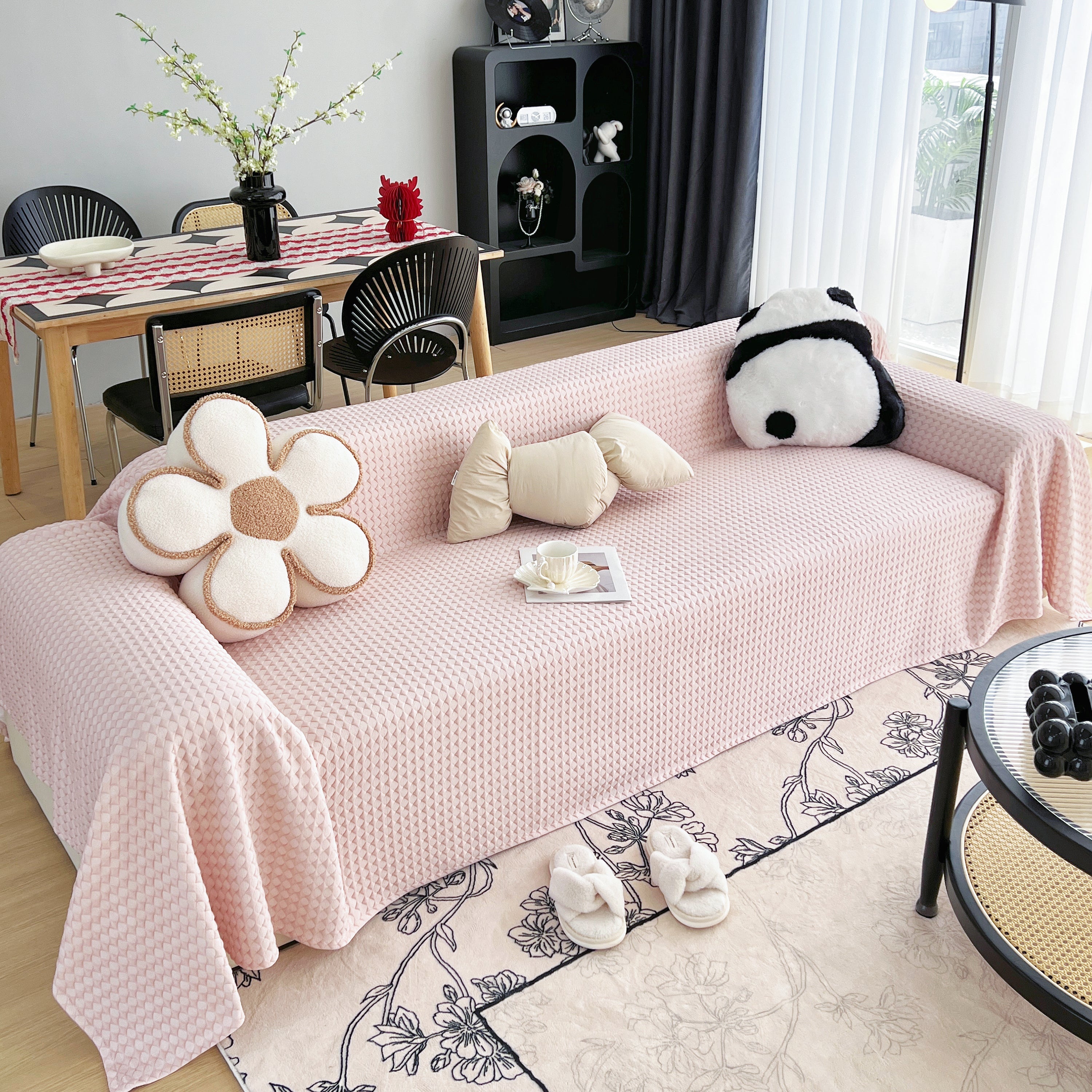 Cooling Textured Sofa Cover Washable Soft Couch Throw Blanket for Summer & Pets