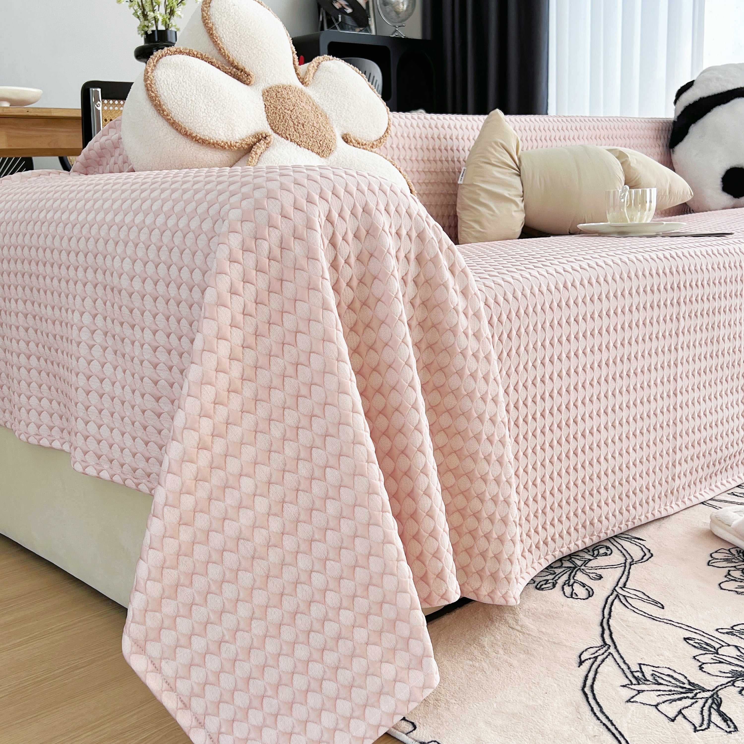 Cooling Textured Sofa Cover Washable Soft Couch Throw Blanket for Summer & Pets