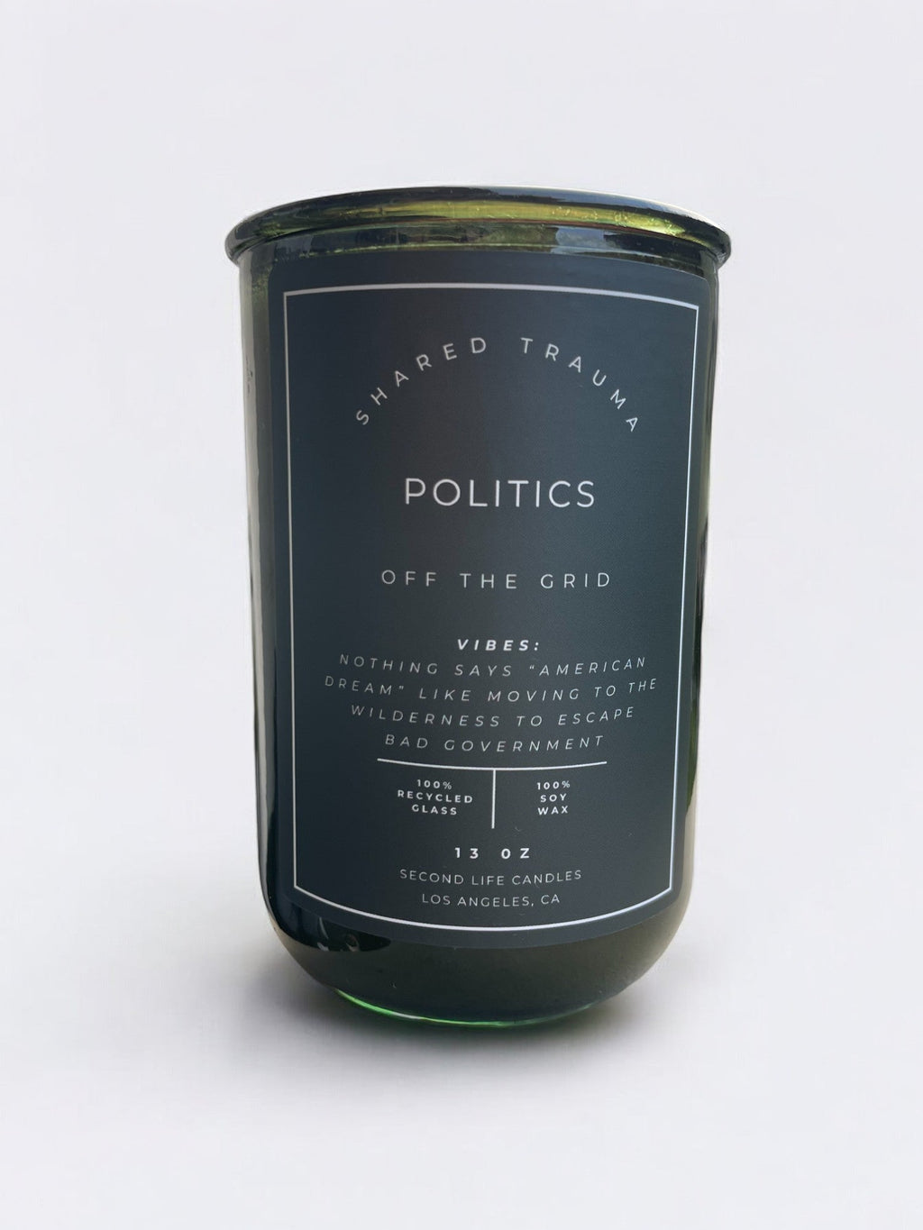Shared Trauma Candles - Politics - 13 Oz Crackling Wood Wick - Amber Sage & Moss