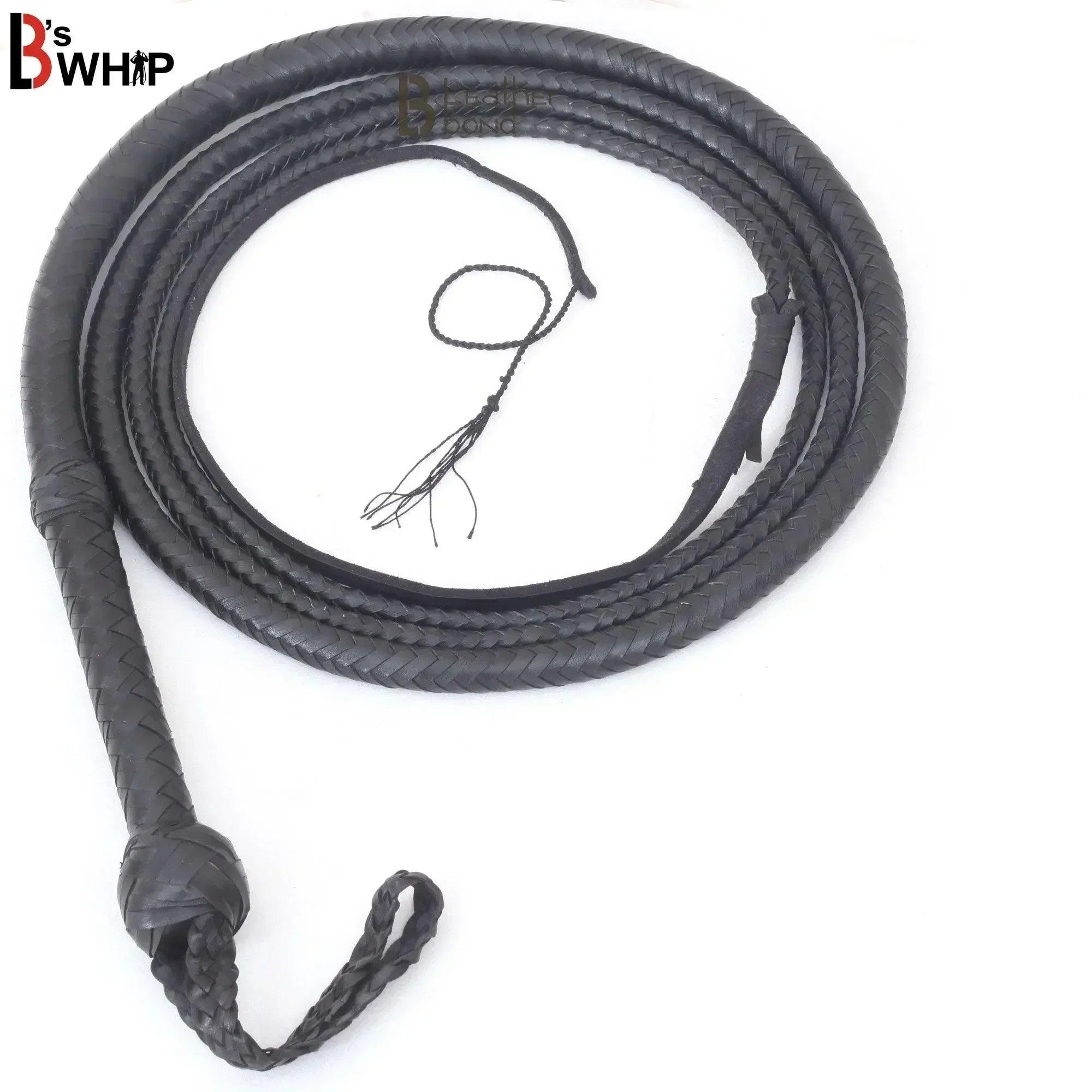 Black Indiana Jones Bull Whip | 6 to 16 Feet | 16 Strands Kangaroo Hide | Leather Belly and Bolster – Leather Bond