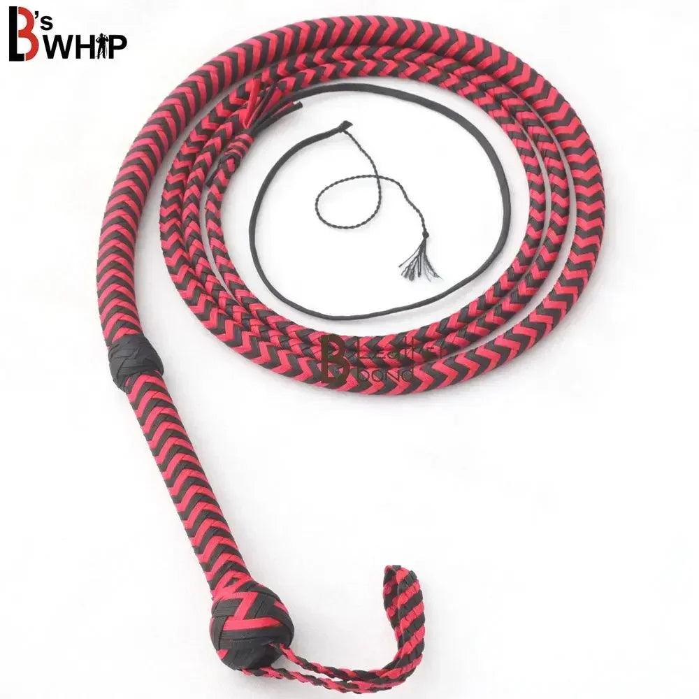 Red & Black Paracord Bullwhip 06, 08, 10 & 12 Feet long 12 Strands Bullwhip Para Cord Nylon Bull Whip