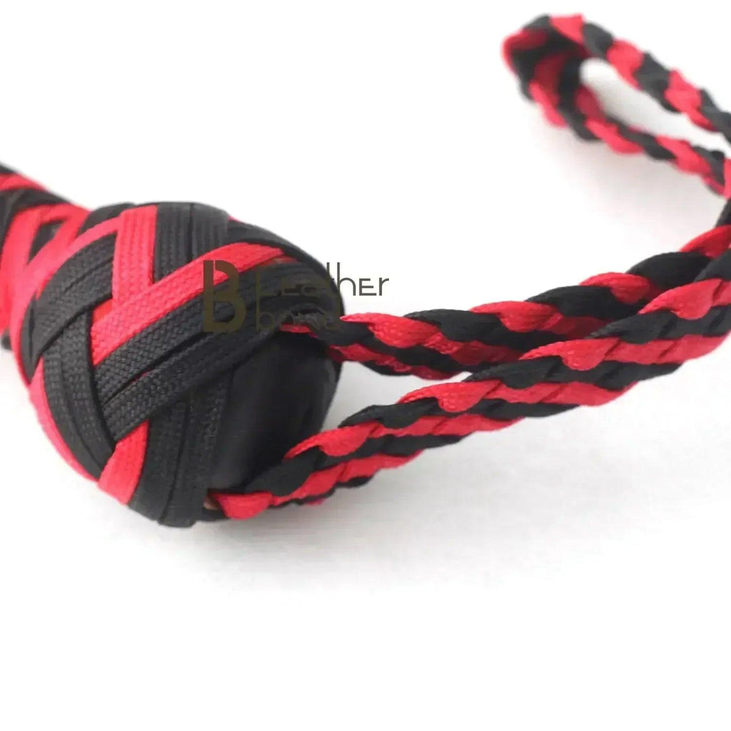 Red & Black Paracord Bullwhip 06, 08, 10 & 12 Feet long 12 Strands Bullwhip Para Cord Nylon Bull Whip