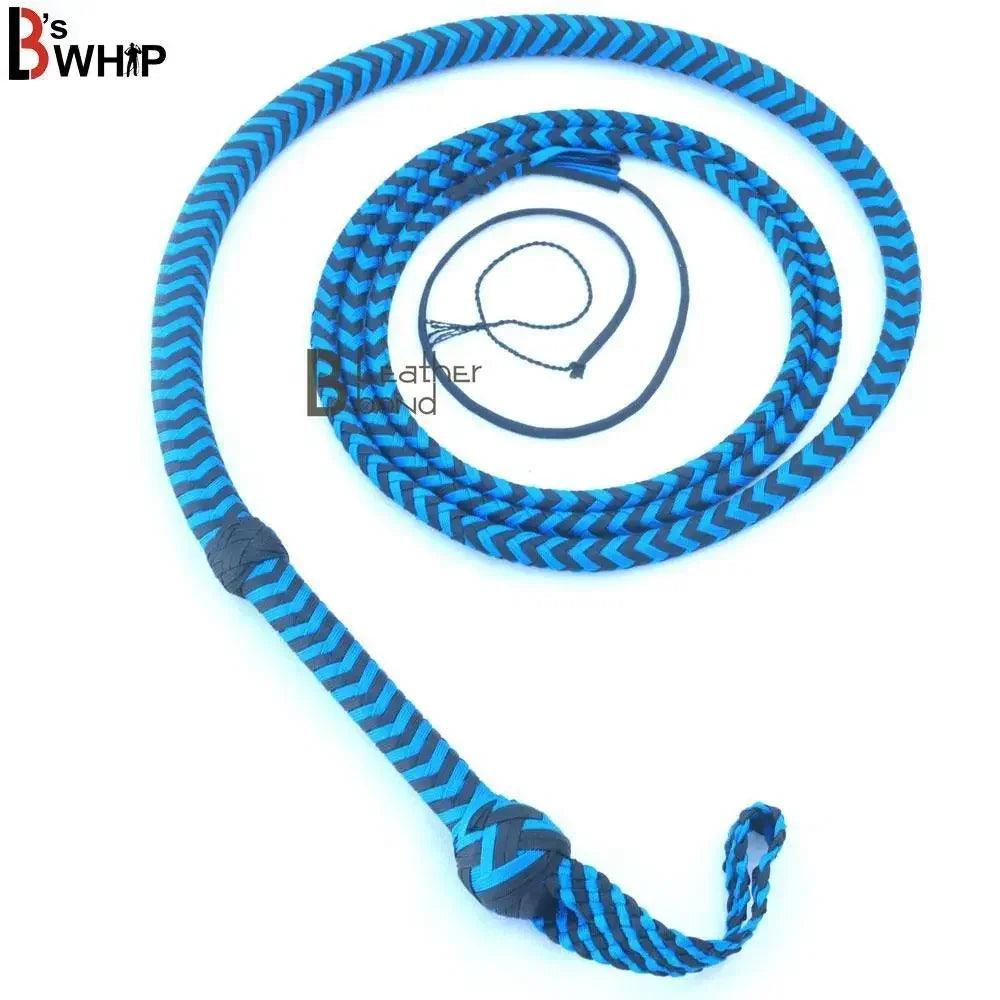 Blue Black Paracord Bullwhip 06, 08, 10 & 12 Feet long 12 Strands Bullwhip Para Cord Nylon Bull Whip