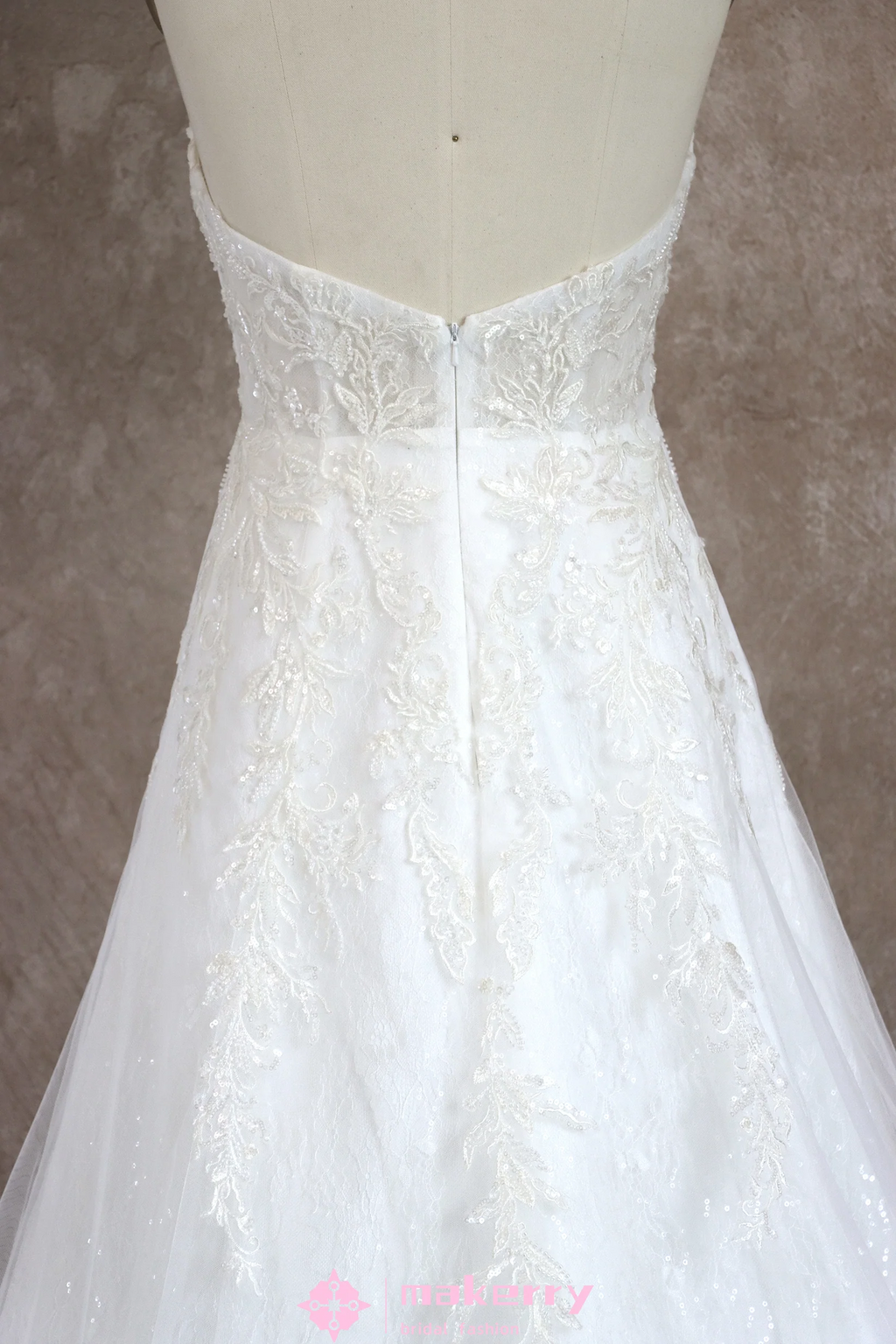 Sweetheart Beaded Lace Applique Bride Gown