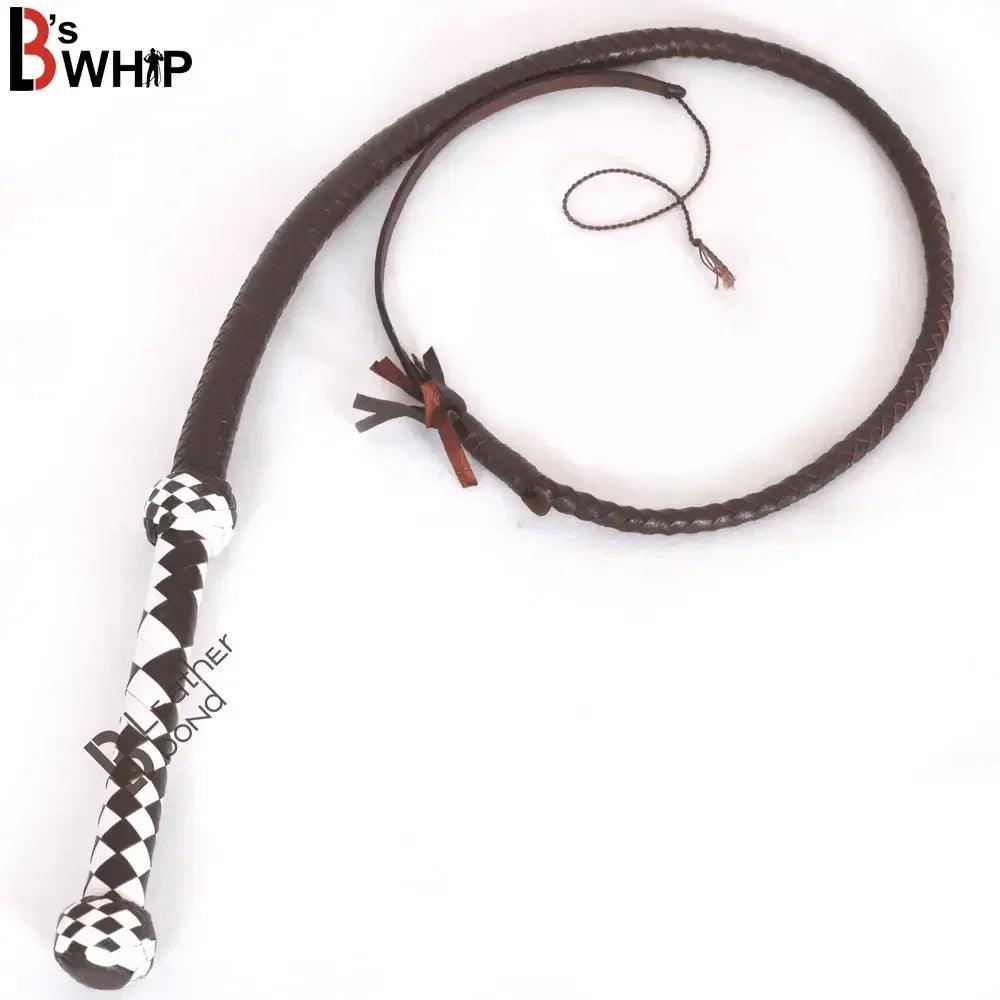 Indiana Jones Style 4 Foot 8 Plait Dark Brown Leather Bullwhip Real Cowhide Leather Bull Whip