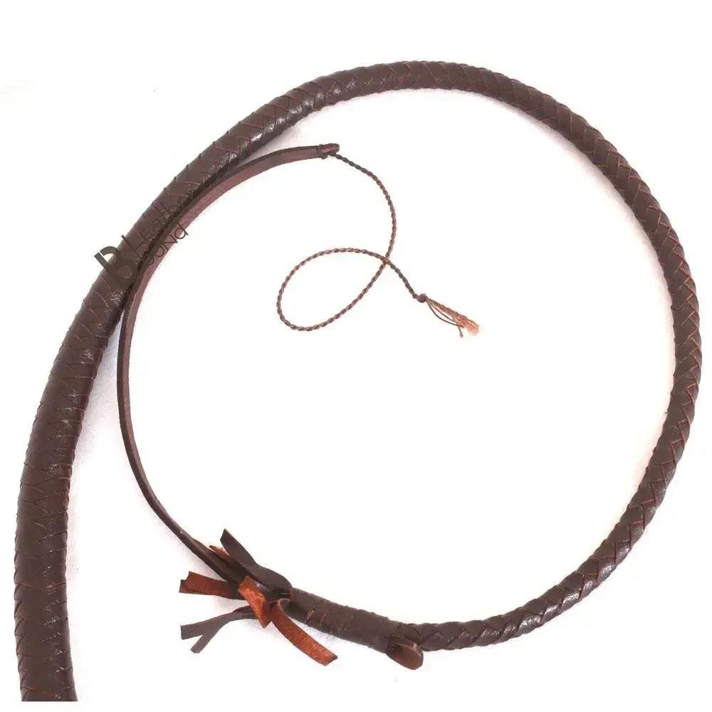Indiana Jones Style 4 Foot 8 Plait Dark Brown Leather Bullwhip Real Cowhide Leather Bull Whip