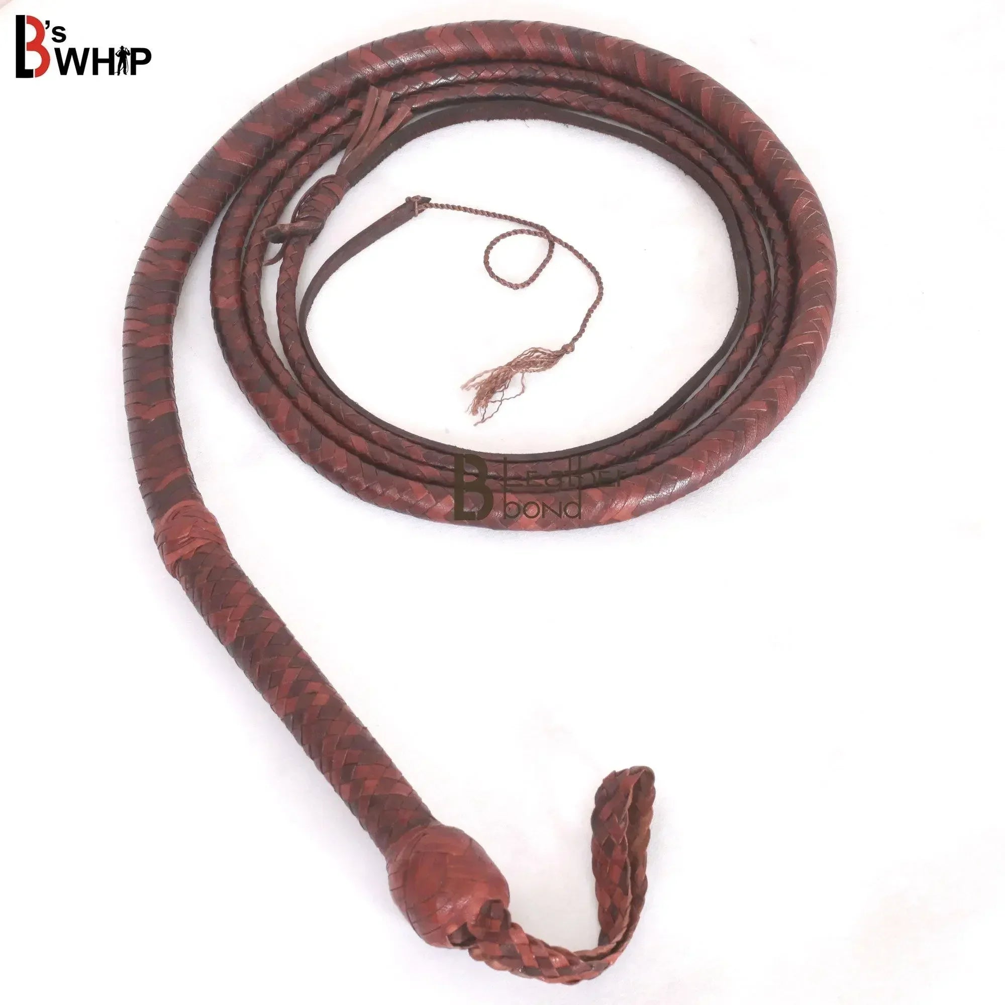 Bull Whip 6, 8, 10, 12, 14 & 16 Feet long 12 Strands Cowhide Leather Equestrian Bullwhip Indiana Jones Dark Brown