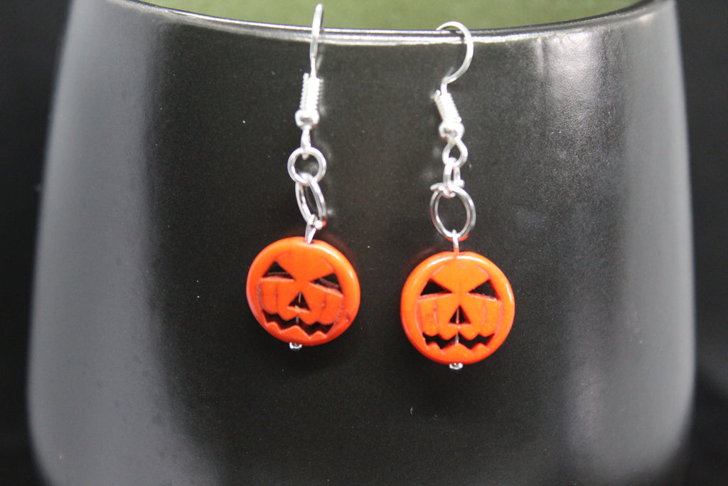 Vintage Style Pumpkin Drop Earrings Jewelry Spooky Halloween Witchy
