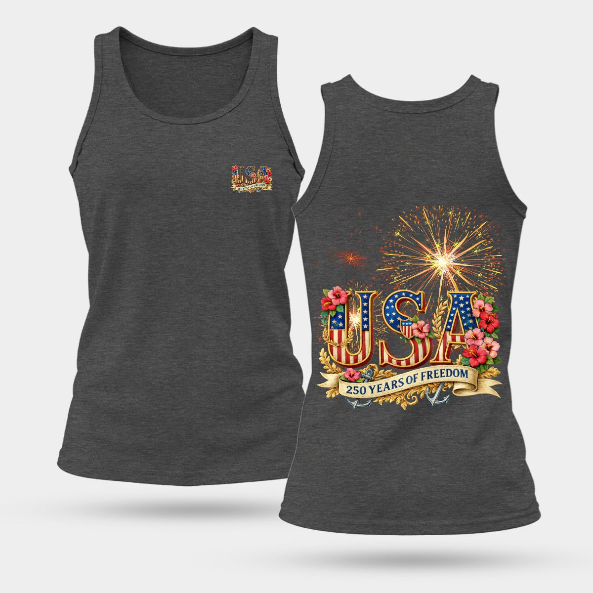 Women's 250 Years USA Breathable Sports Tank Top| Front & Back DTF