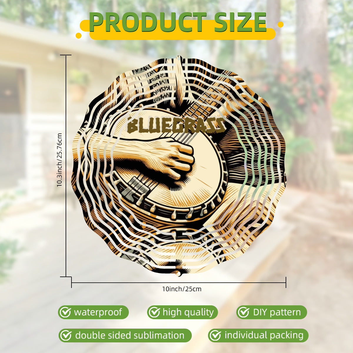 Bluegrass Banjo Player 3D Wind Spinner Outdoor Decor