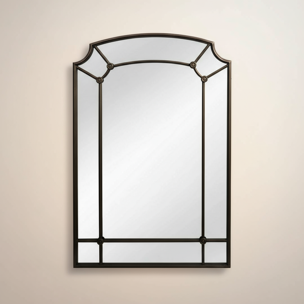 Industrial Chic Arched Wall Mirror with Iron Frame