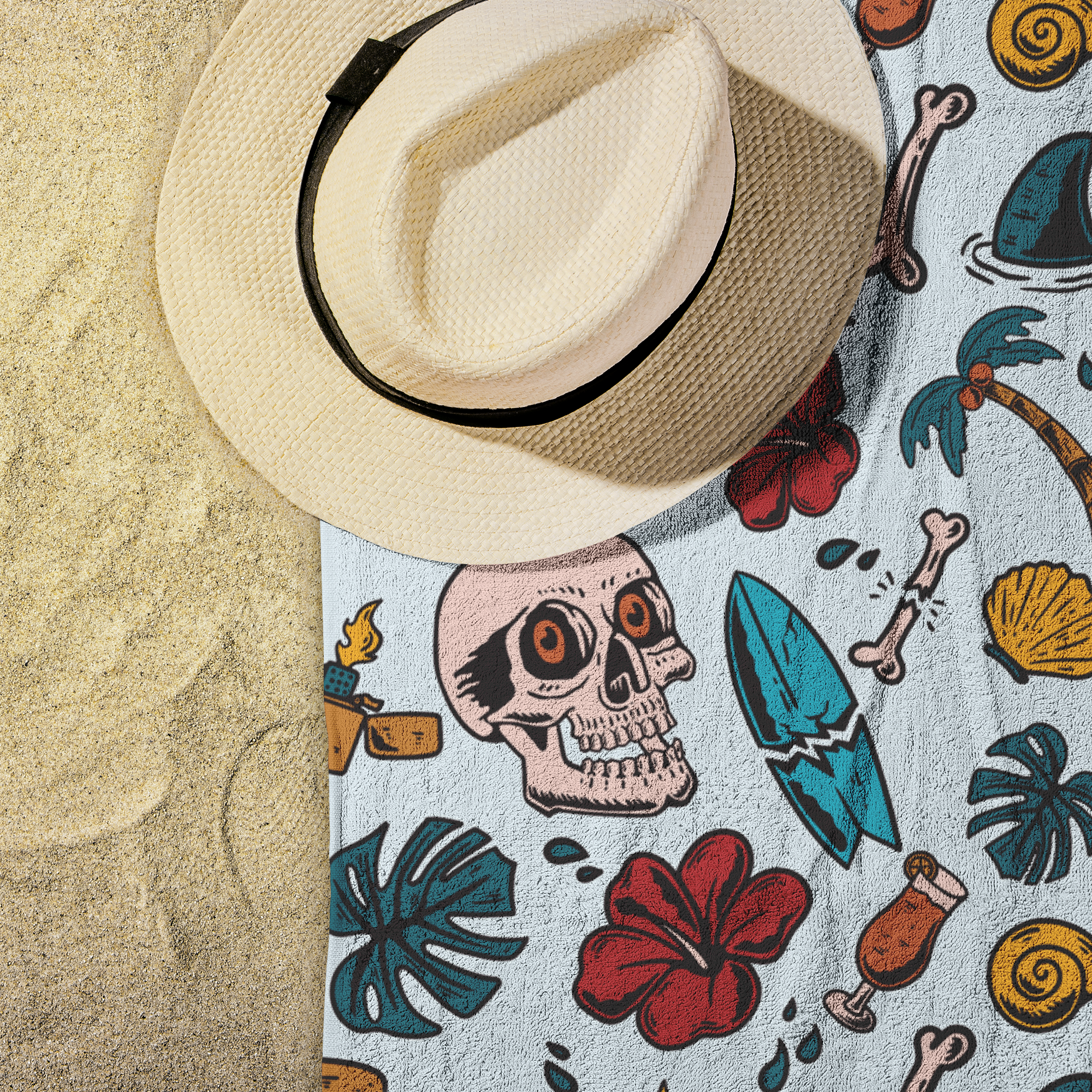 Island Odyssey Tropical Tiki Bath and Beach Towel