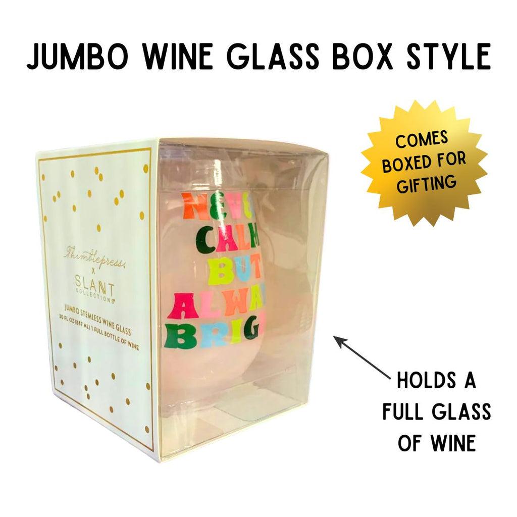 Badass Jumbo Stemless Wine Glass in Orange Pink Ombre | 30 Oz. | Holds an Entire Bottle of Wine