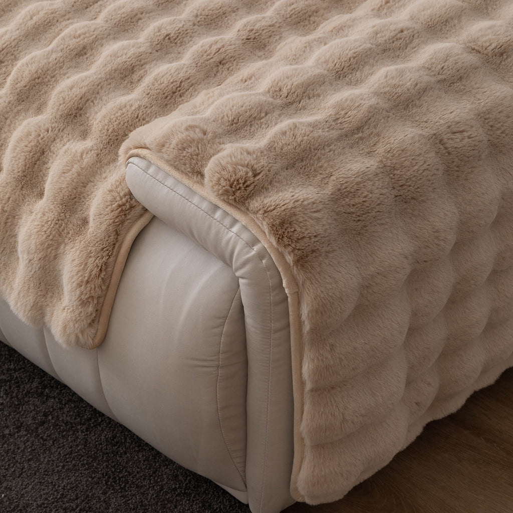 Thick Sofa Cushion Solid Color Faux Fur Fluffy Sofa Cushion Non-Slip Couch Covers