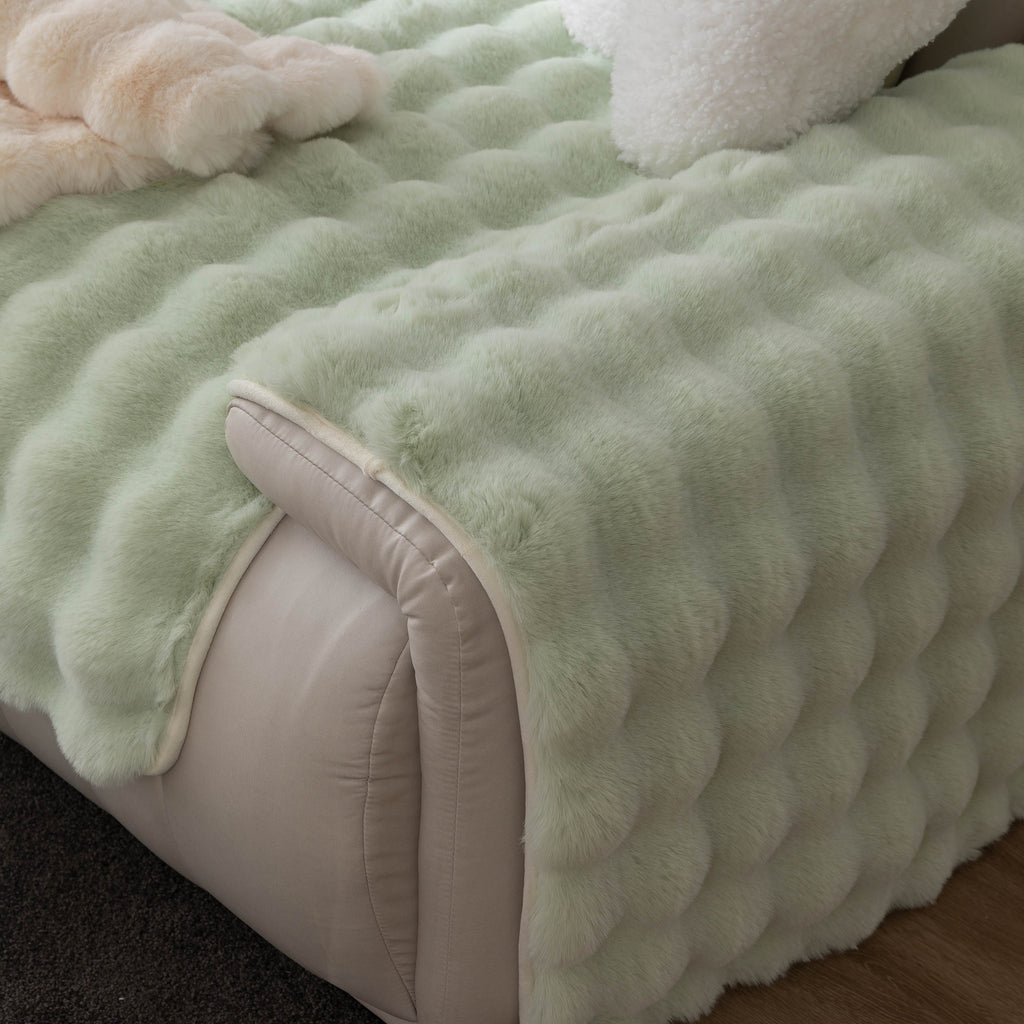 Thick Sofa Cushion Solid Color Faux Fur Fluffy Sofa Cushion Non-Slip Couch Covers