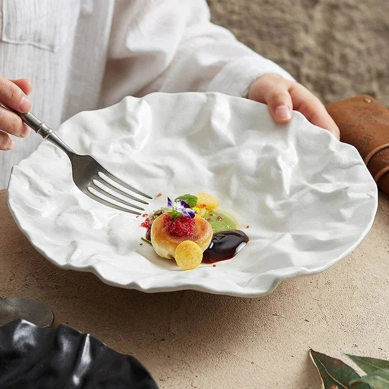 Japanese-Inspired Ripple Deep Ceramic Dish | 3CARATS