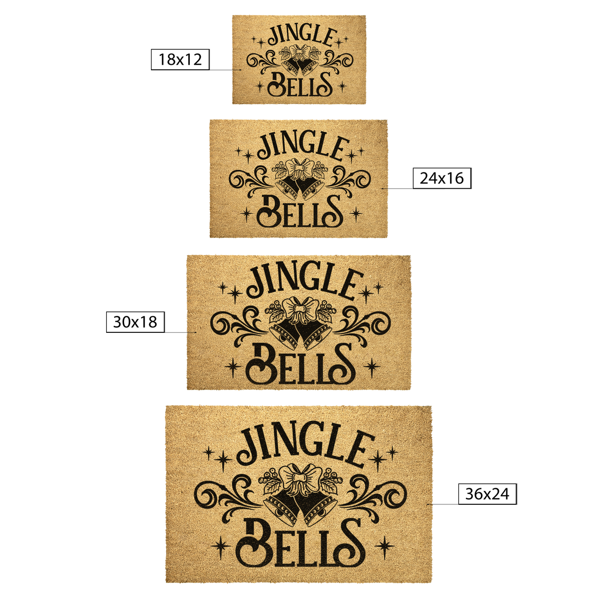 Jingle Bells Christmas Outdoor Bristle Doormat