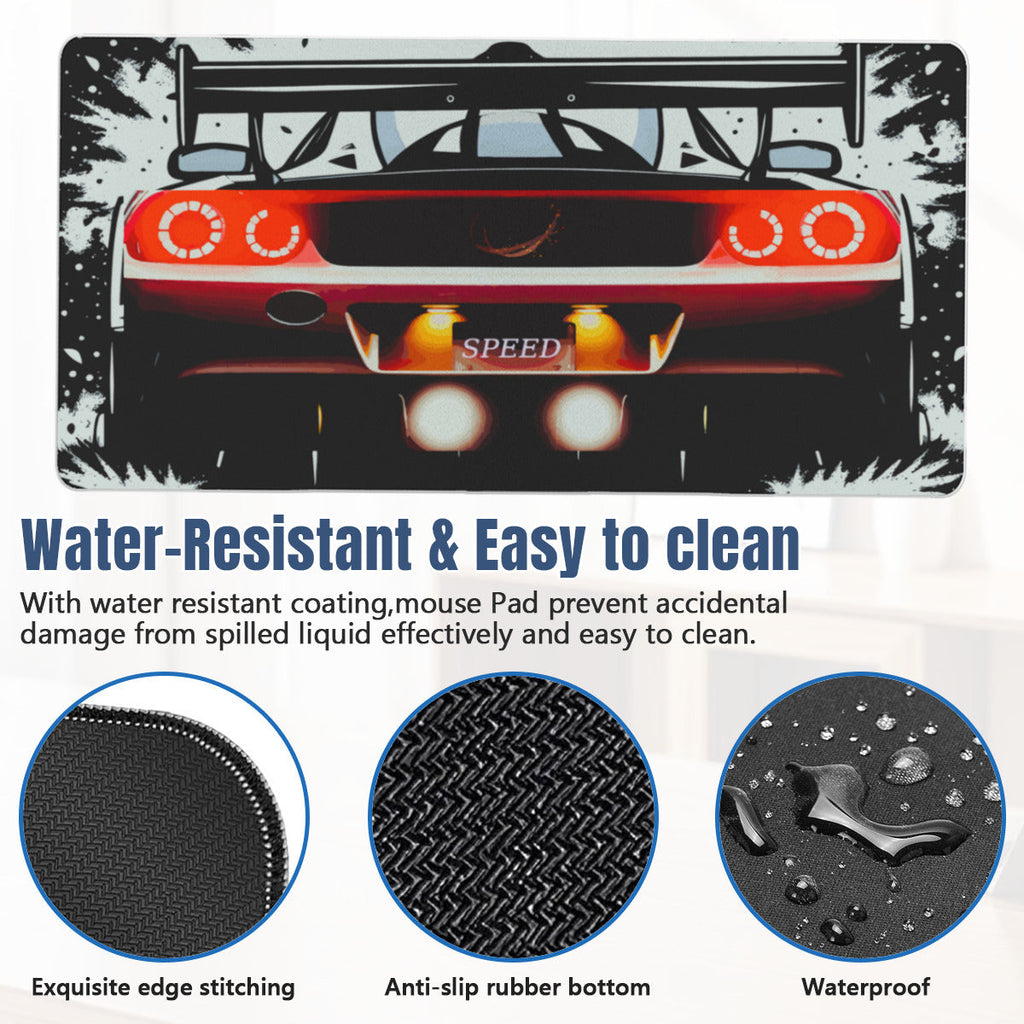 Speeding Race Car Tail Lights 40" x 20" Mousepad Desk Mat