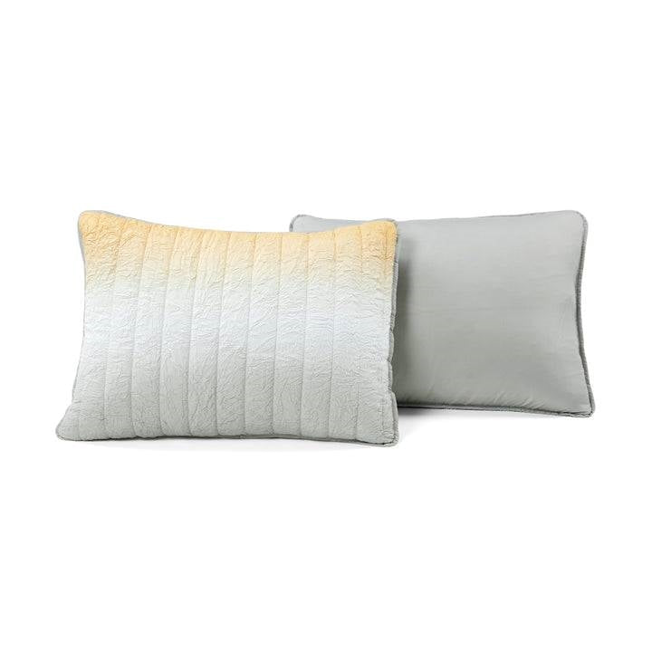 King size Yellow Orange Grey Lightweight Crinkle Fabric 3 Piece Quilt Set